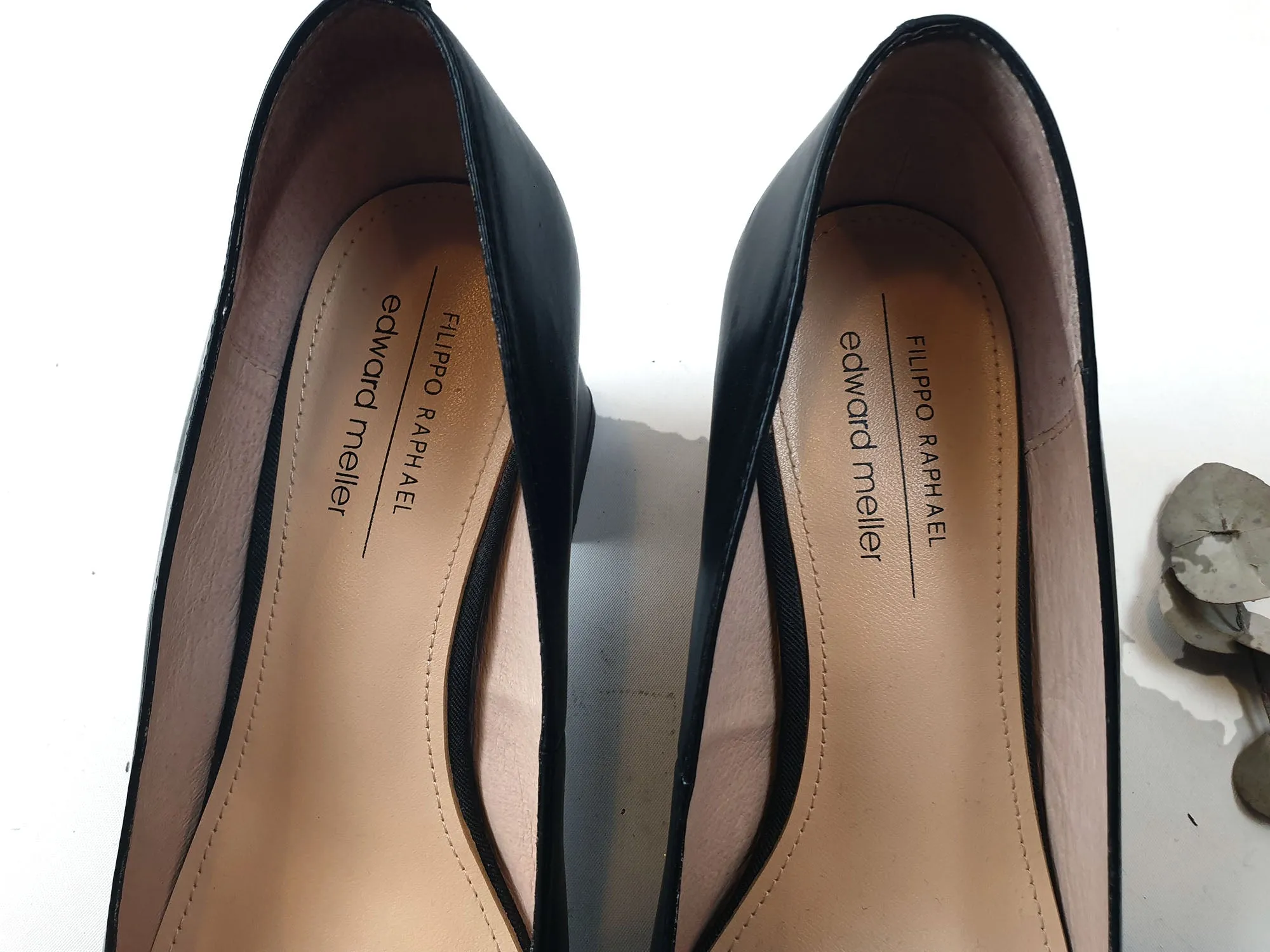Filippo Raphael black court style shoe with front detail size 38.5 (as new, RRP 249)