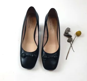 Filippo Raphael black court style shoe with front detail size 38.5 (as new, RRP 249)