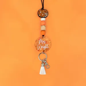 Flashy Pumpkin Acrylic Beaded Lanyard