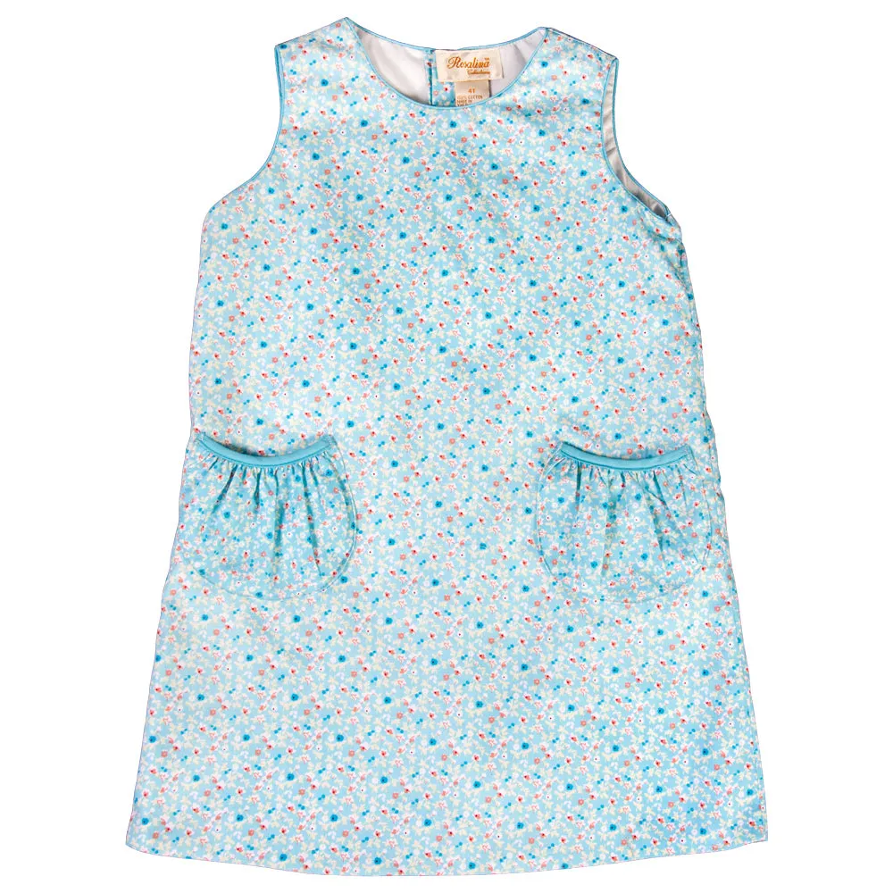 Floral Meadow Lt. Blue Print Aline w/Pockets