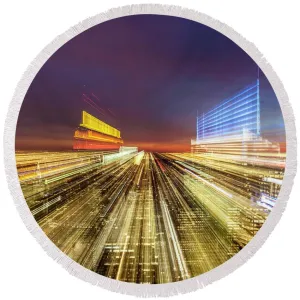 Flying Over New York  - Round Beach Towel