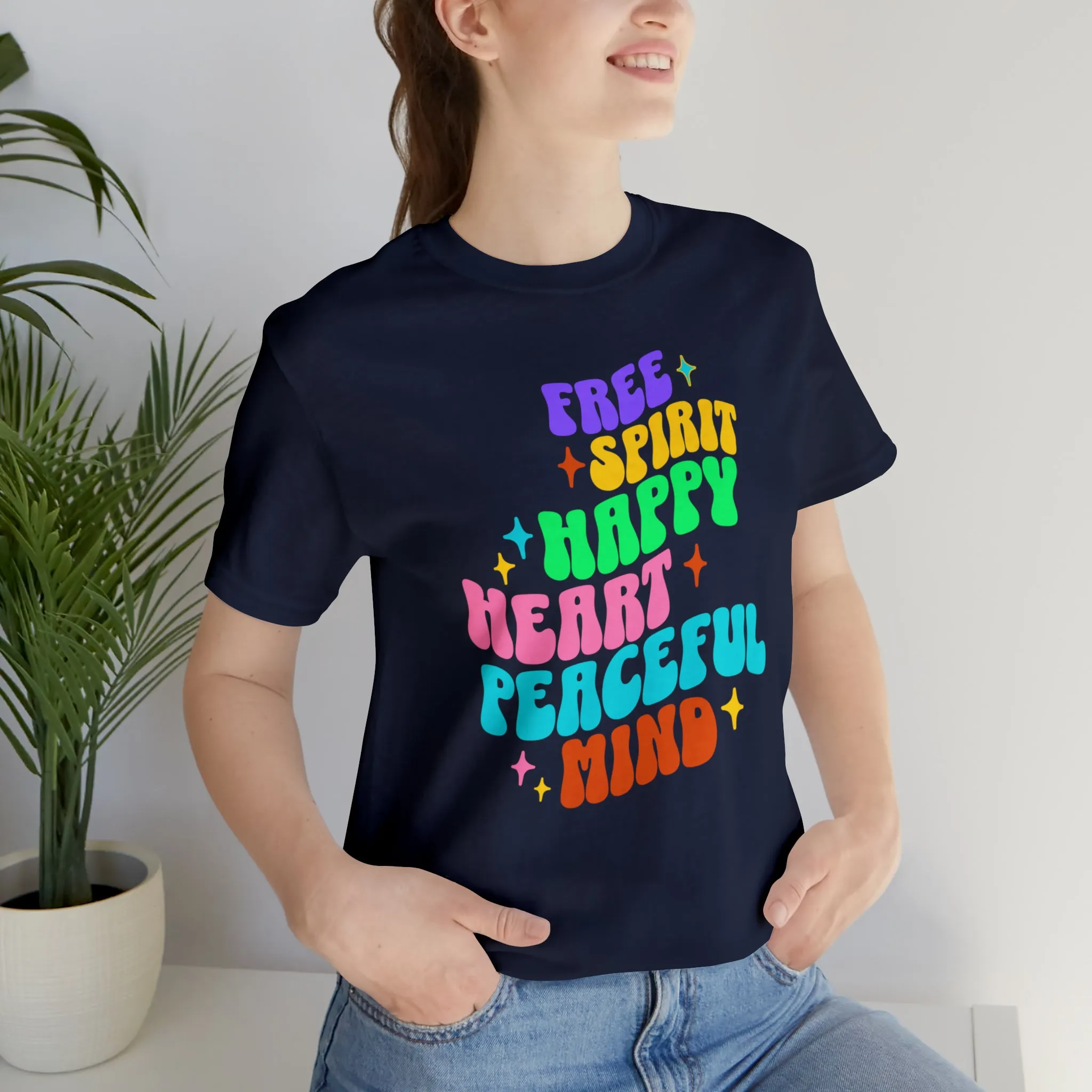 Free Spirit T-Shirt | Happy Heart Tee |  Bella Canvas 3001 Unisex |  Peaceful Mind Short Sleeve Tshirt