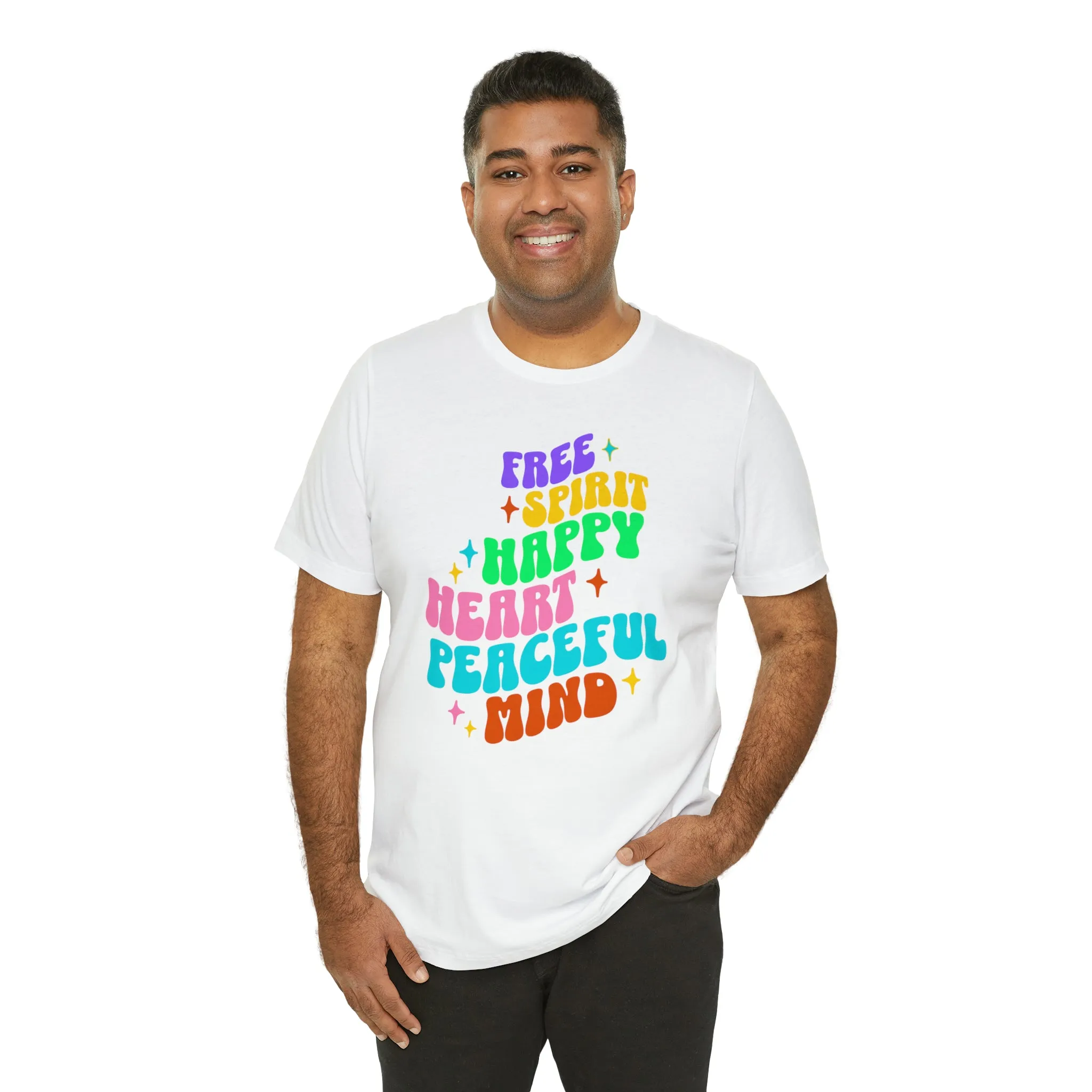 Free Spirit T-Shirt | Happy Heart Tee |  Bella Canvas 3001 Unisex |  Peaceful Mind Short Sleeve Tshirt