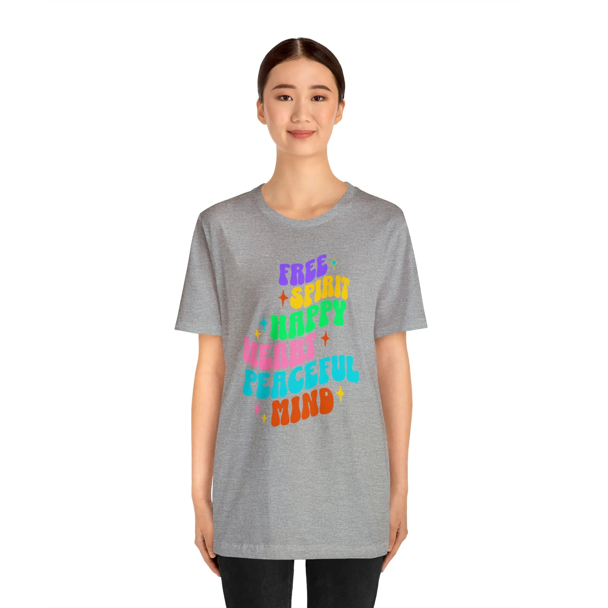 Free Spirit T-Shirt | Happy Heart Tee |  Bella Canvas 3001 Unisex |  Peaceful Mind Short Sleeve Tshirt