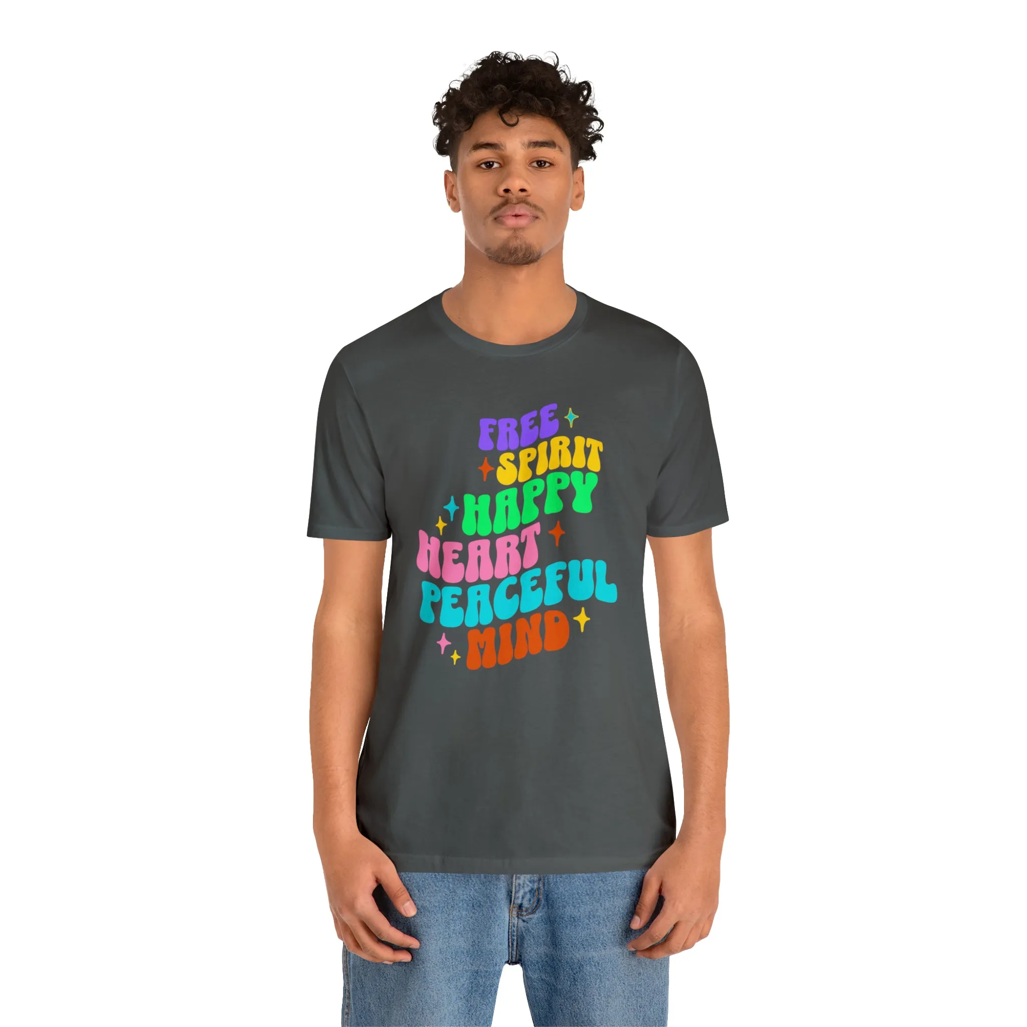 Free Spirit T-Shirt | Happy Heart Tee |  Bella Canvas 3001 Unisex |  Peaceful Mind Short Sleeve Tshirt