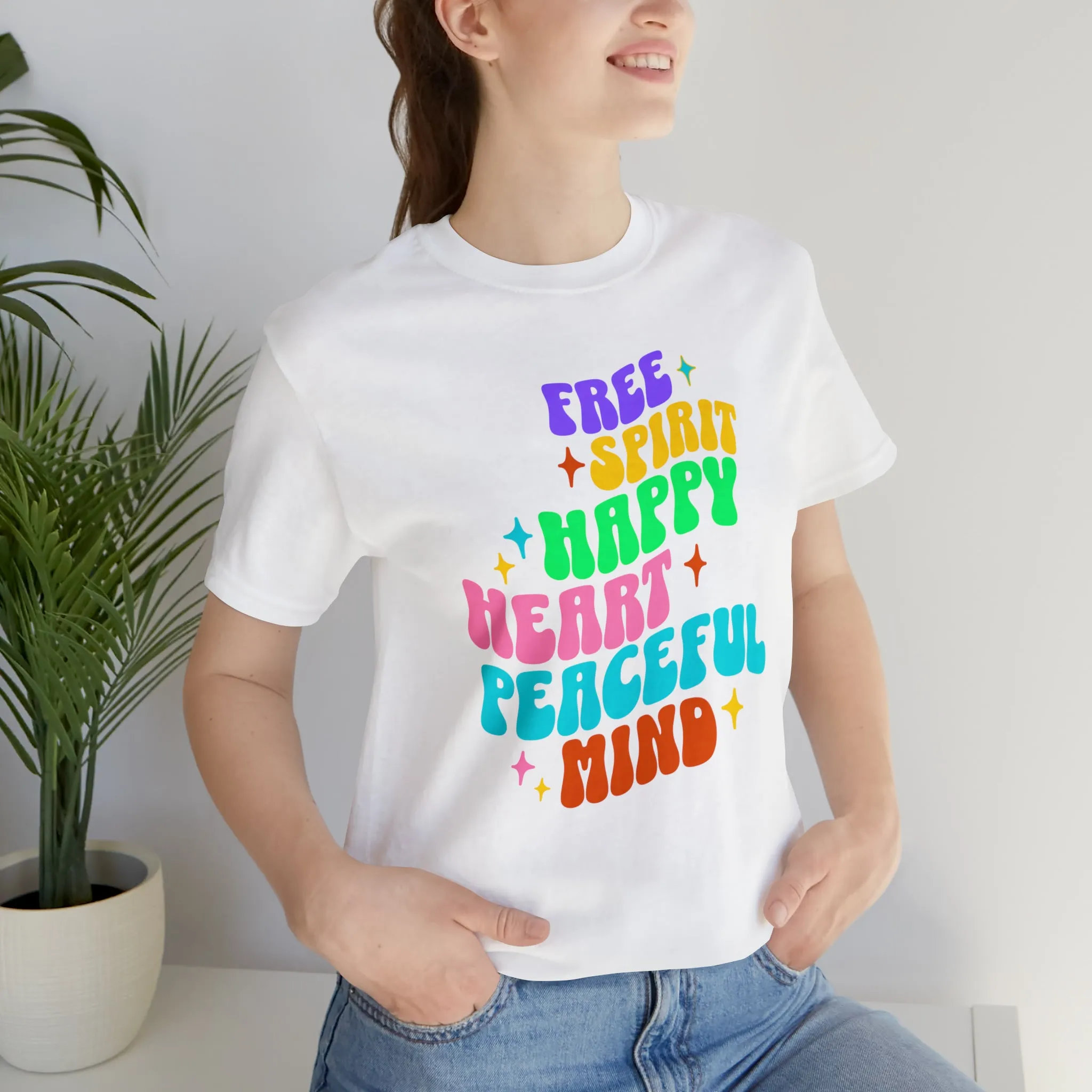 Free Spirit T-Shirt | Happy Heart Tee |  Bella Canvas 3001 Unisex |  Peaceful Mind Short Sleeve Tshirt