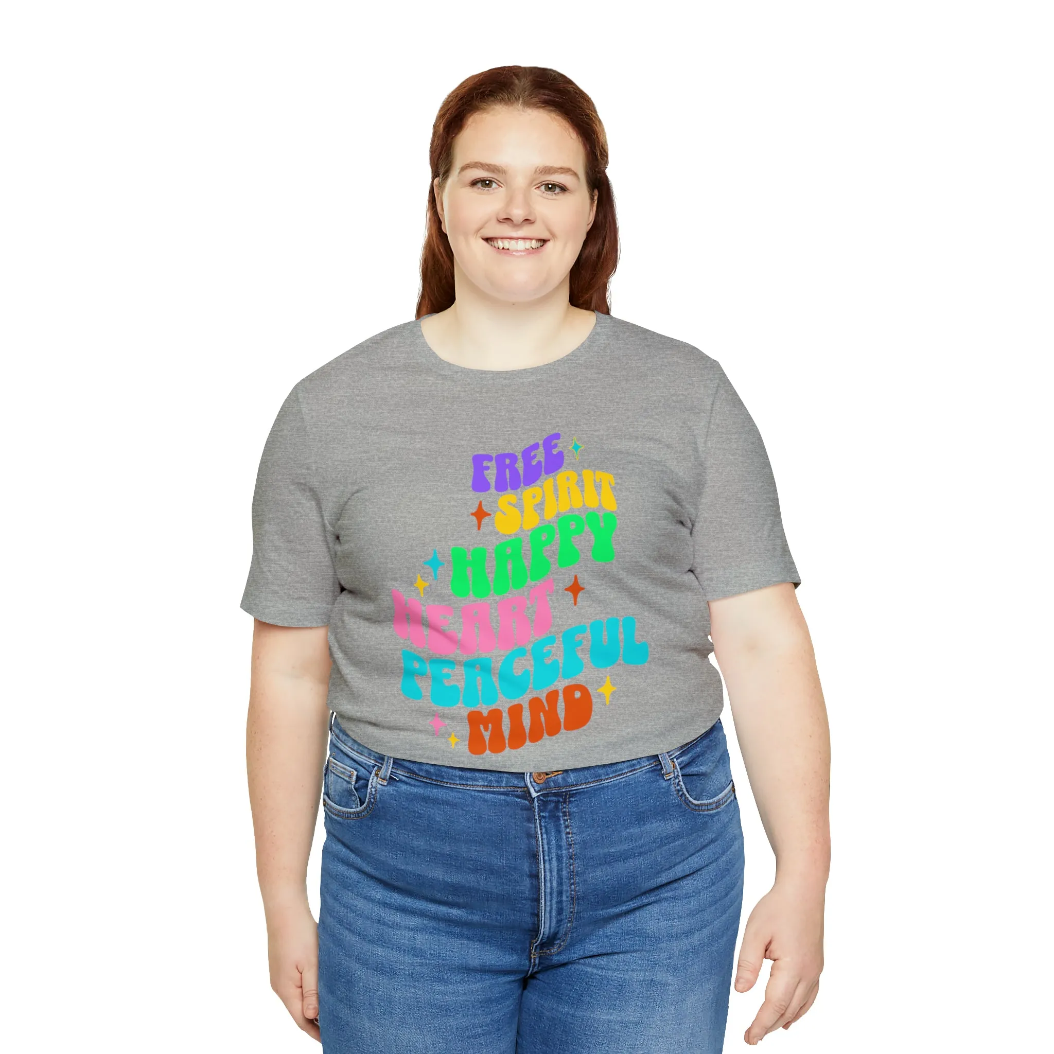 Free Spirit T-Shirt | Happy Heart Tee |  Bella Canvas 3001 Unisex |  Peaceful Mind Short Sleeve Tshirt