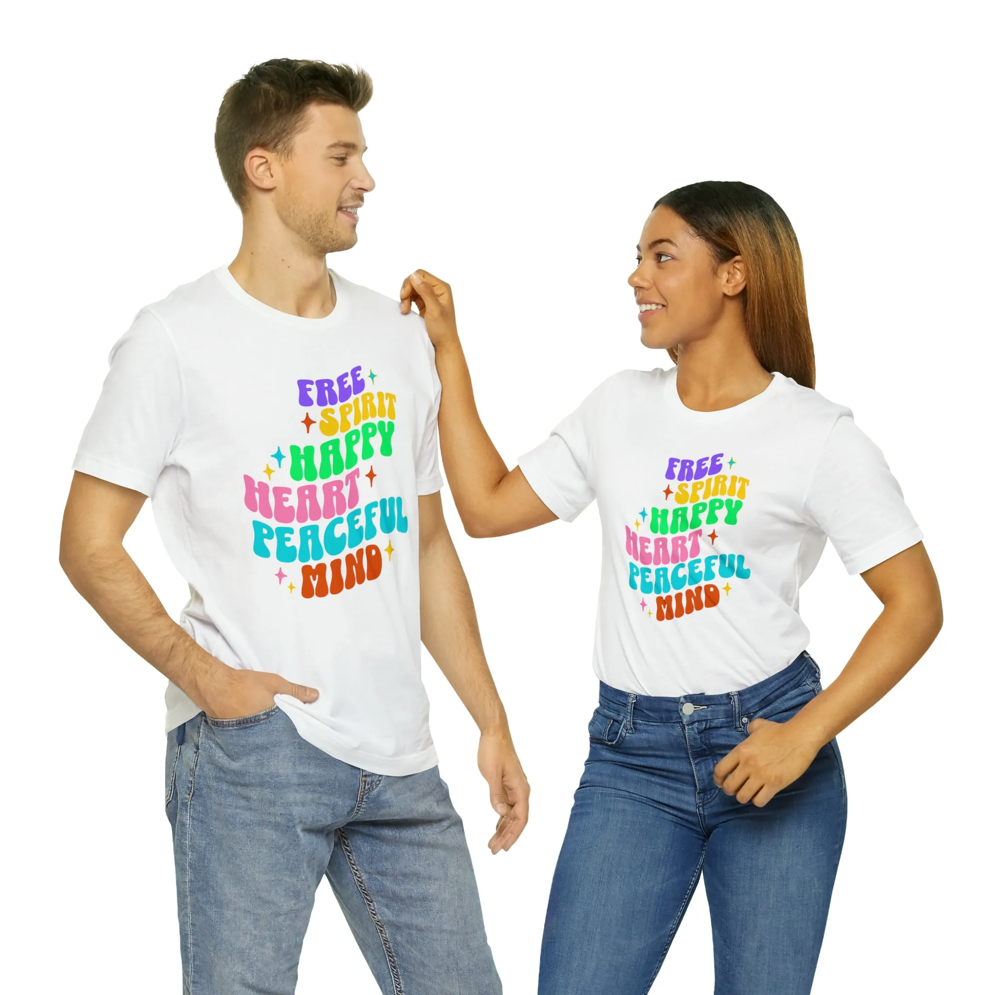 Free Spirit T-Shirt | Happy Heart Tee |  Bella Canvas 3001 Unisex |  Peaceful Mind Short Sleeve Tshirt