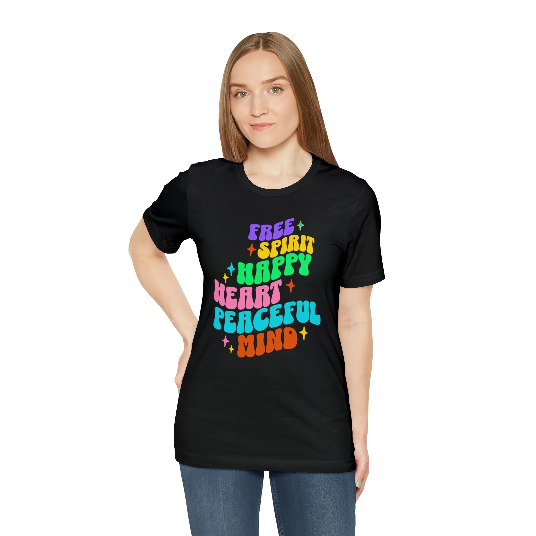 Free Spirit T-Shirt | Happy Heart Tee |  Bella Canvas 3001 Unisex |  Peaceful Mind Short Sleeve Tshirt