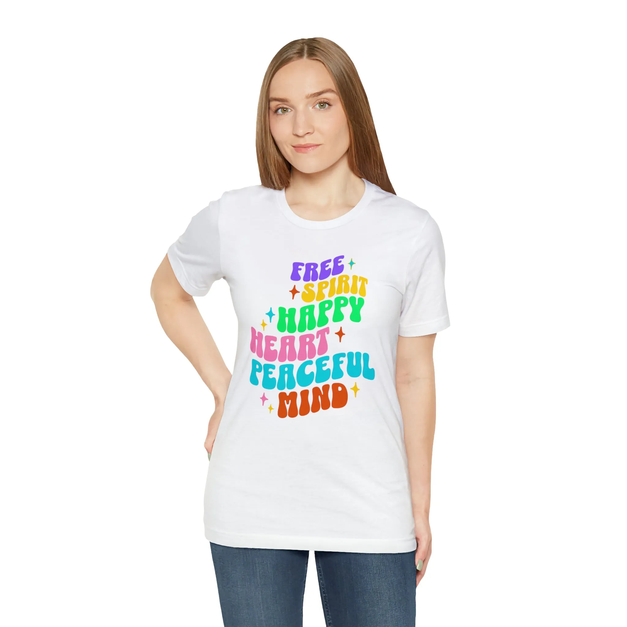 Free Spirit T-Shirt | Happy Heart Tee |  Bella Canvas 3001 Unisex |  Peaceful Mind Short Sleeve Tshirt