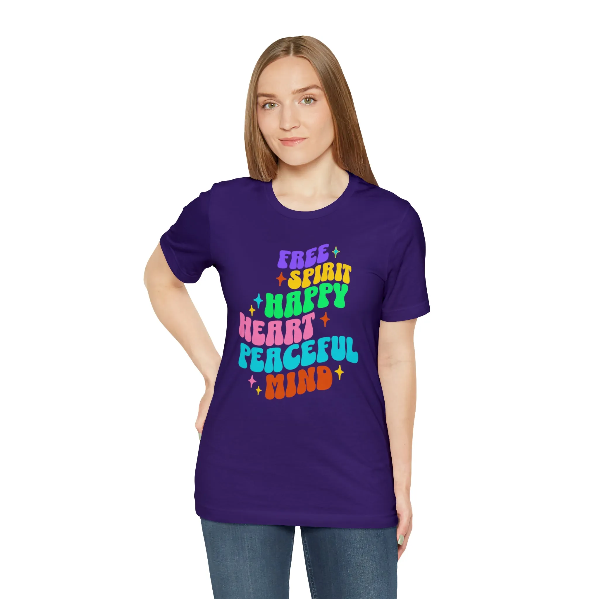 Free Spirit T-Shirt | Happy Heart Tee |  Bella Canvas 3001 Unisex |  Peaceful Mind Short Sleeve Tshirt