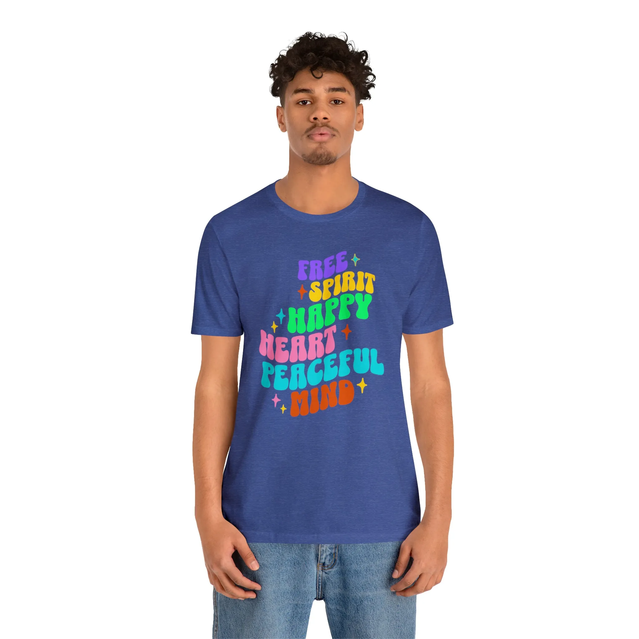 Free Spirit T-Shirt | Happy Heart Tee |  Bella Canvas 3001 Unisex |  Peaceful Mind Short Sleeve Tshirt