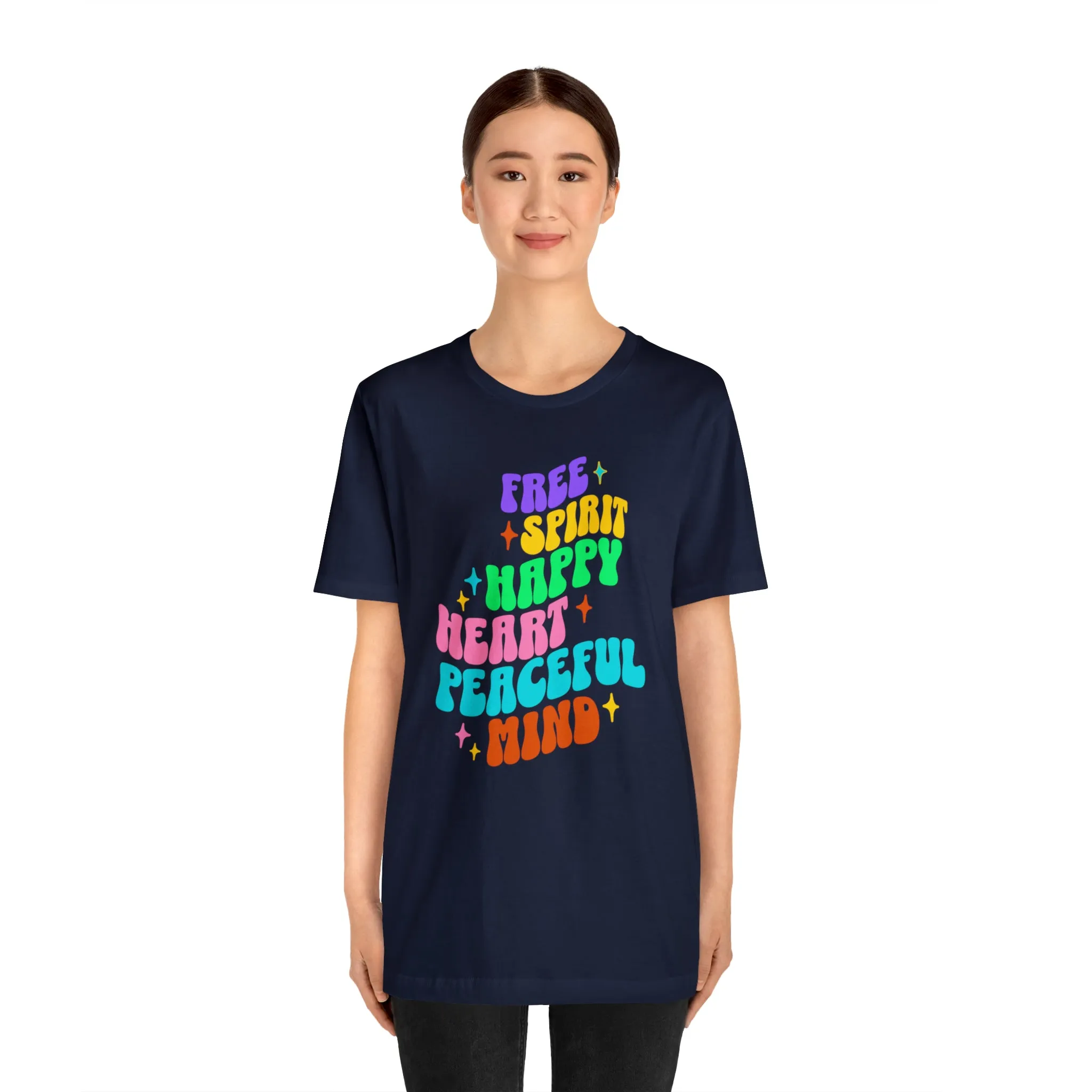 Free Spirit T-Shirt | Happy Heart Tee |  Bella Canvas 3001 Unisex |  Peaceful Mind Short Sleeve Tshirt