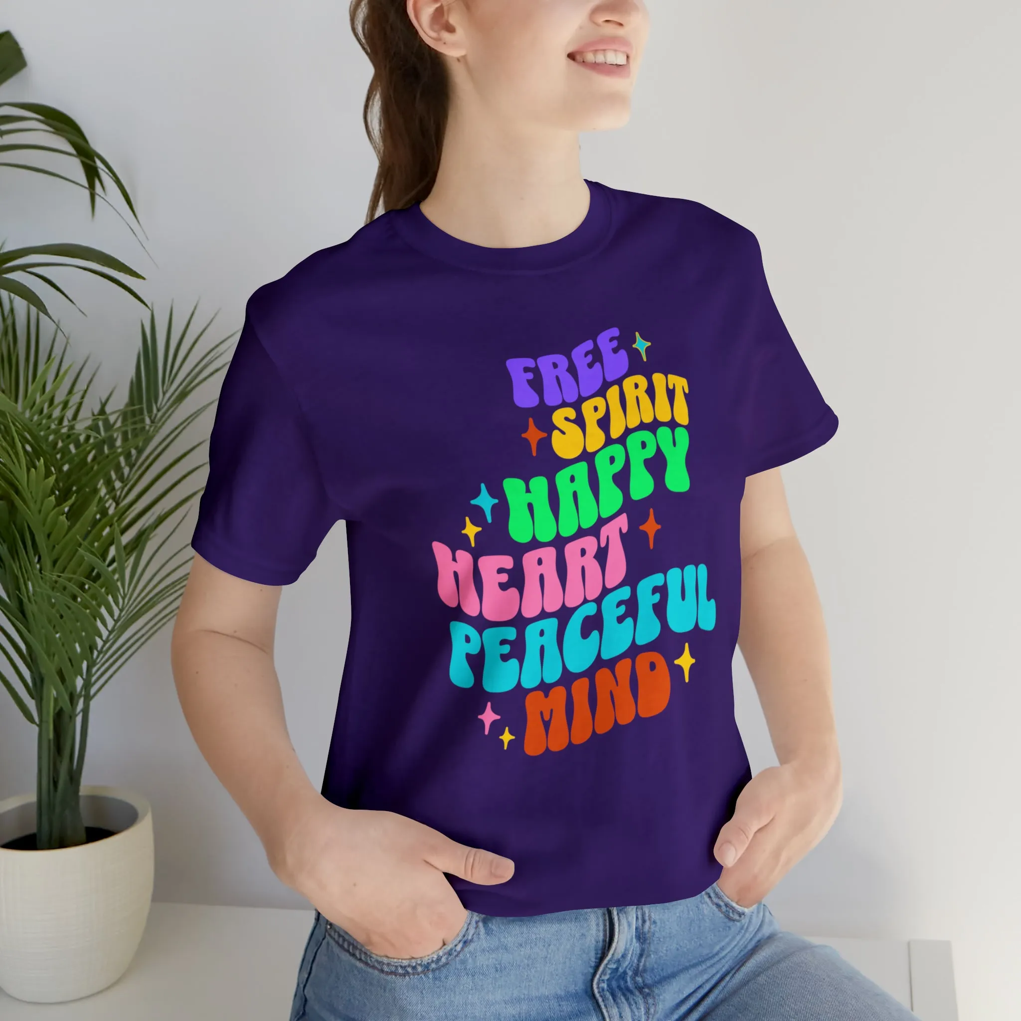 Free Spirit T-Shirt | Happy Heart Tee |  Bella Canvas 3001 Unisex |  Peaceful Mind Short Sleeve Tshirt