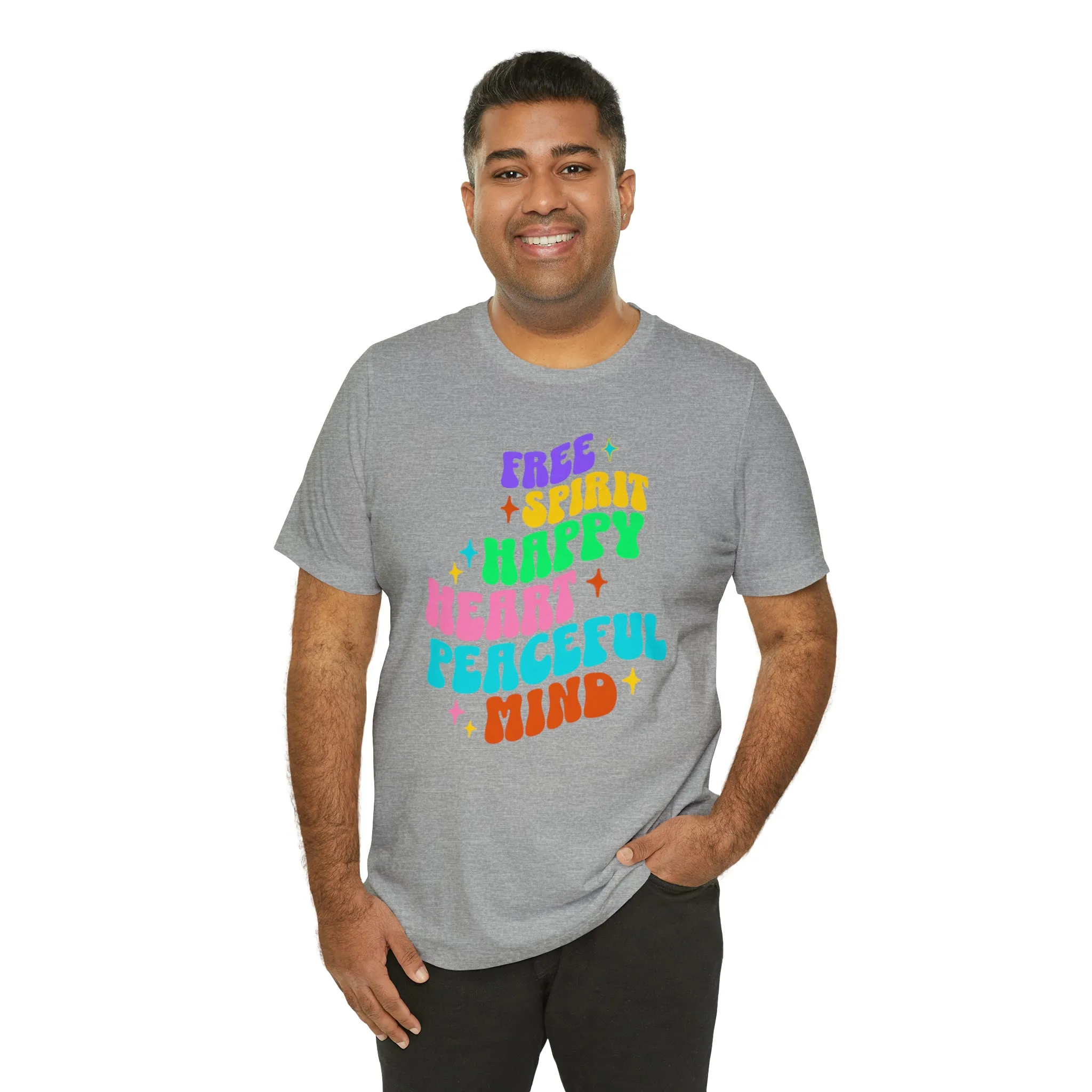 Free Spirit T-Shirt | Happy Heart Tee |  Bella Canvas 3001 Unisex |  Peaceful Mind Short Sleeve Tshirt