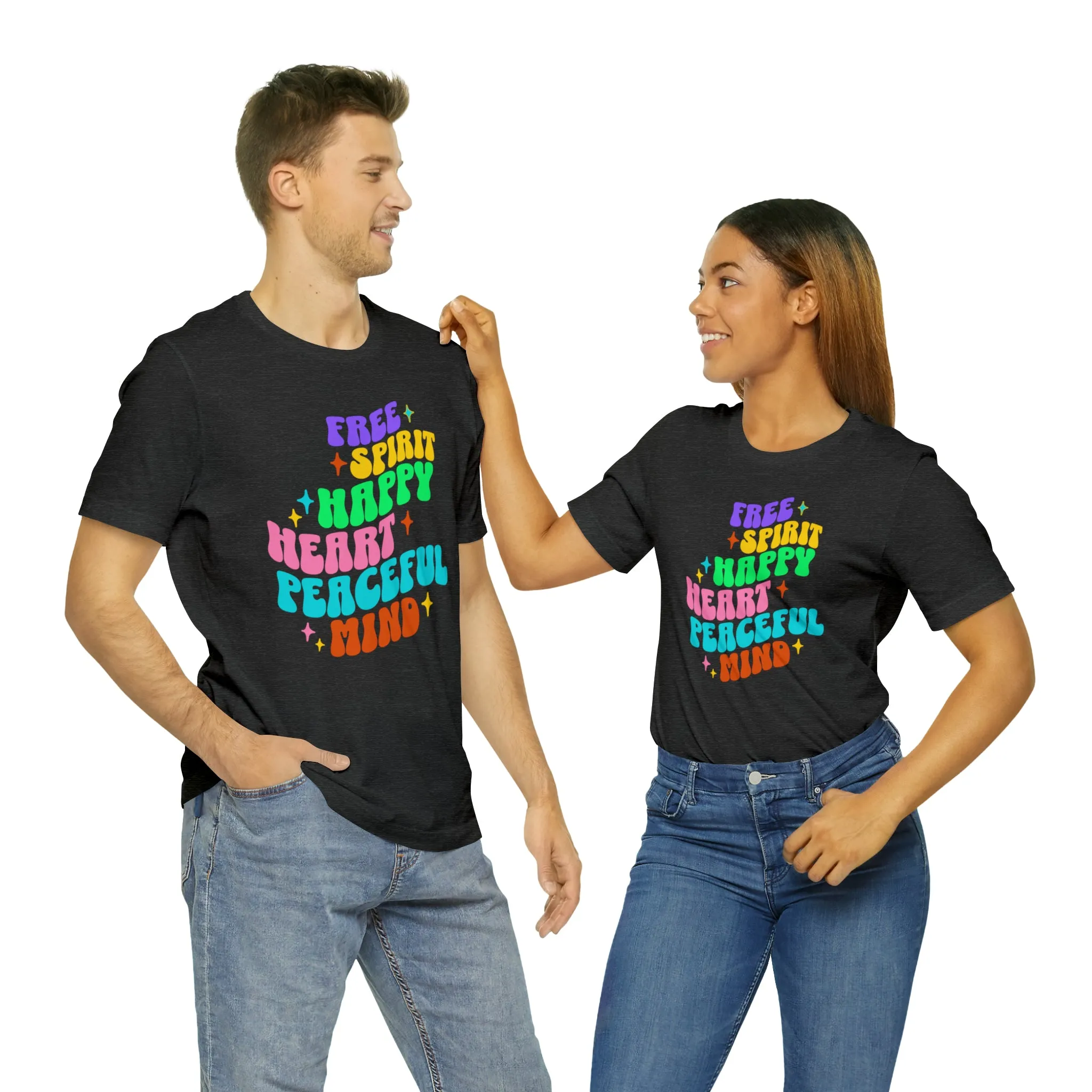 Free Spirit T-Shirt | Happy Heart Tee |  Bella Canvas 3001 Unisex |  Peaceful Mind Short Sleeve Tshirt