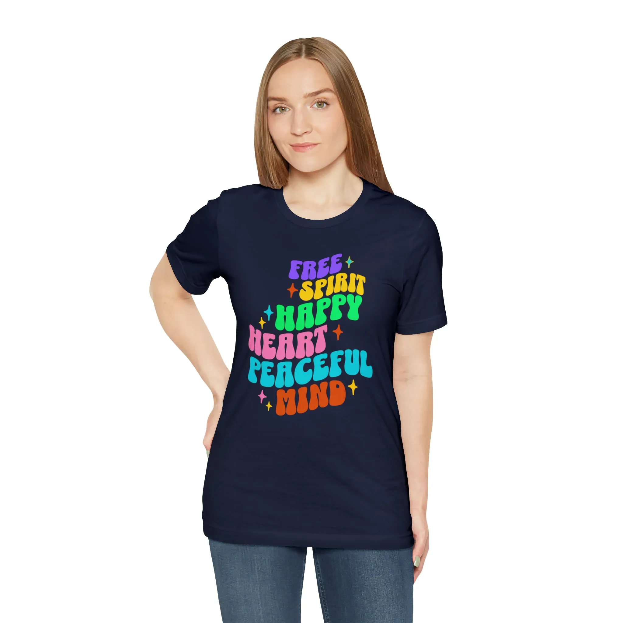 Free Spirit T-Shirt | Happy Heart Tee |  Bella Canvas 3001 Unisex |  Peaceful Mind Short Sleeve Tshirt