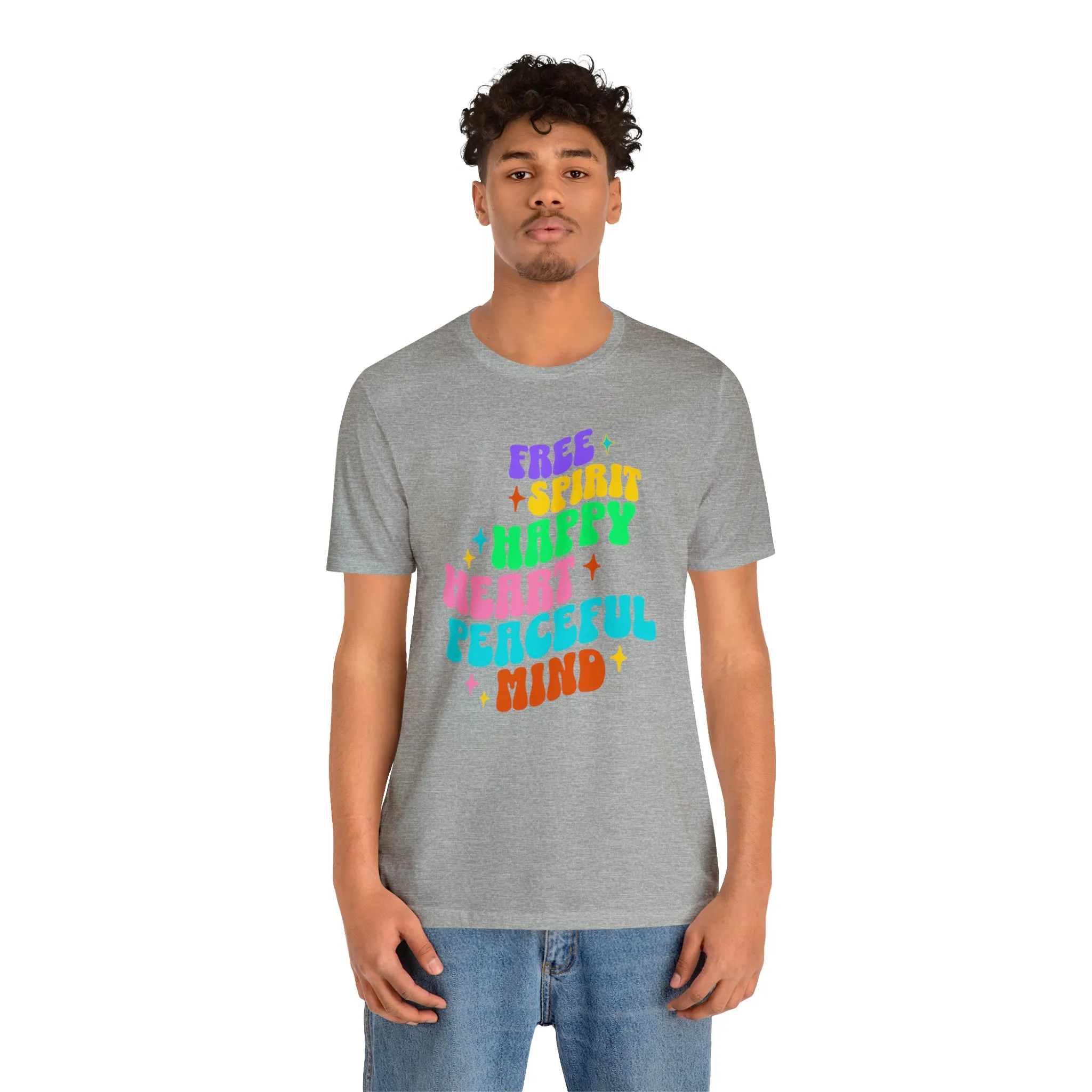 Free Spirit T-Shirt | Happy Heart Tee |  Bella Canvas 3001 Unisex |  Peaceful Mind Short Sleeve Tshirt