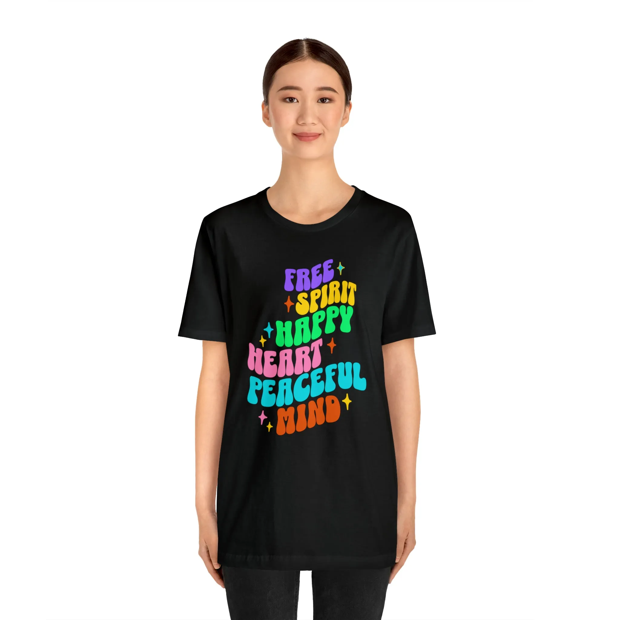 Free Spirit T-Shirt | Happy Heart Tee |  Bella Canvas 3001 Unisex |  Peaceful Mind Short Sleeve Tshirt