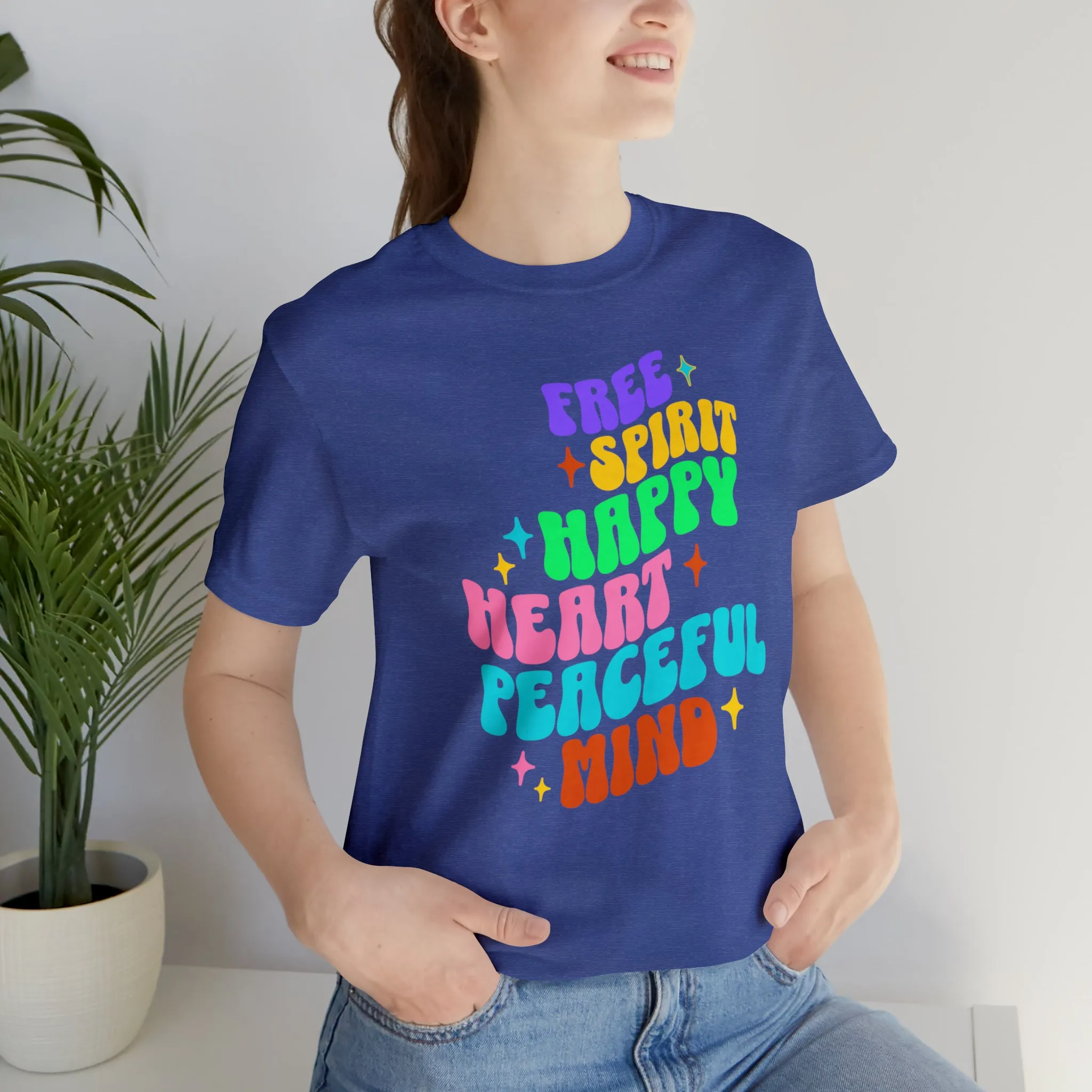 Free Spirit T-Shirt | Happy Heart Tee |  Bella Canvas 3001 Unisex |  Peaceful Mind Short Sleeve Tshirt