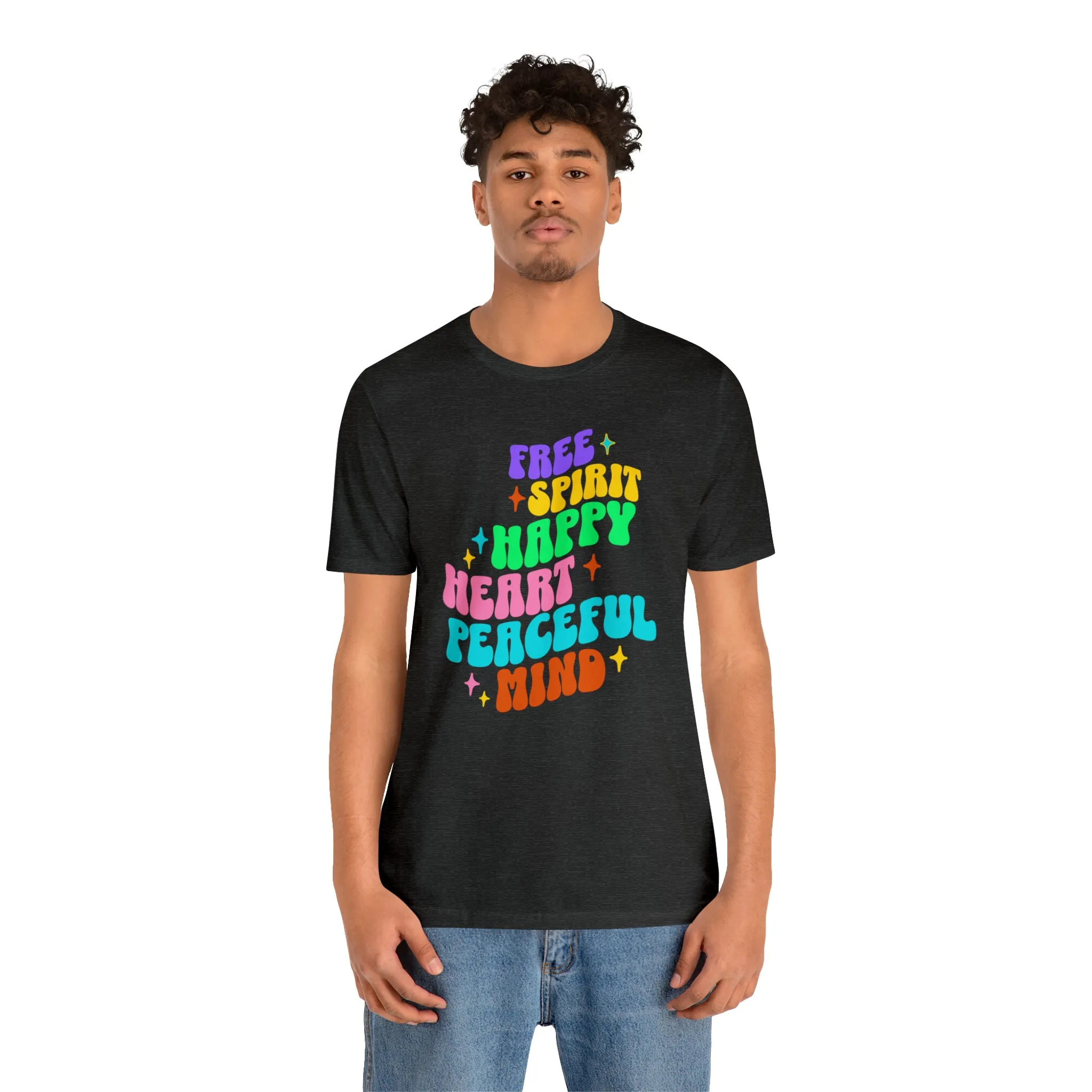 Free Spirit T-Shirt | Happy Heart Tee |  Bella Canvas 3001 Unisex |  Peaceful Mind Short Sleeve Tshirt
