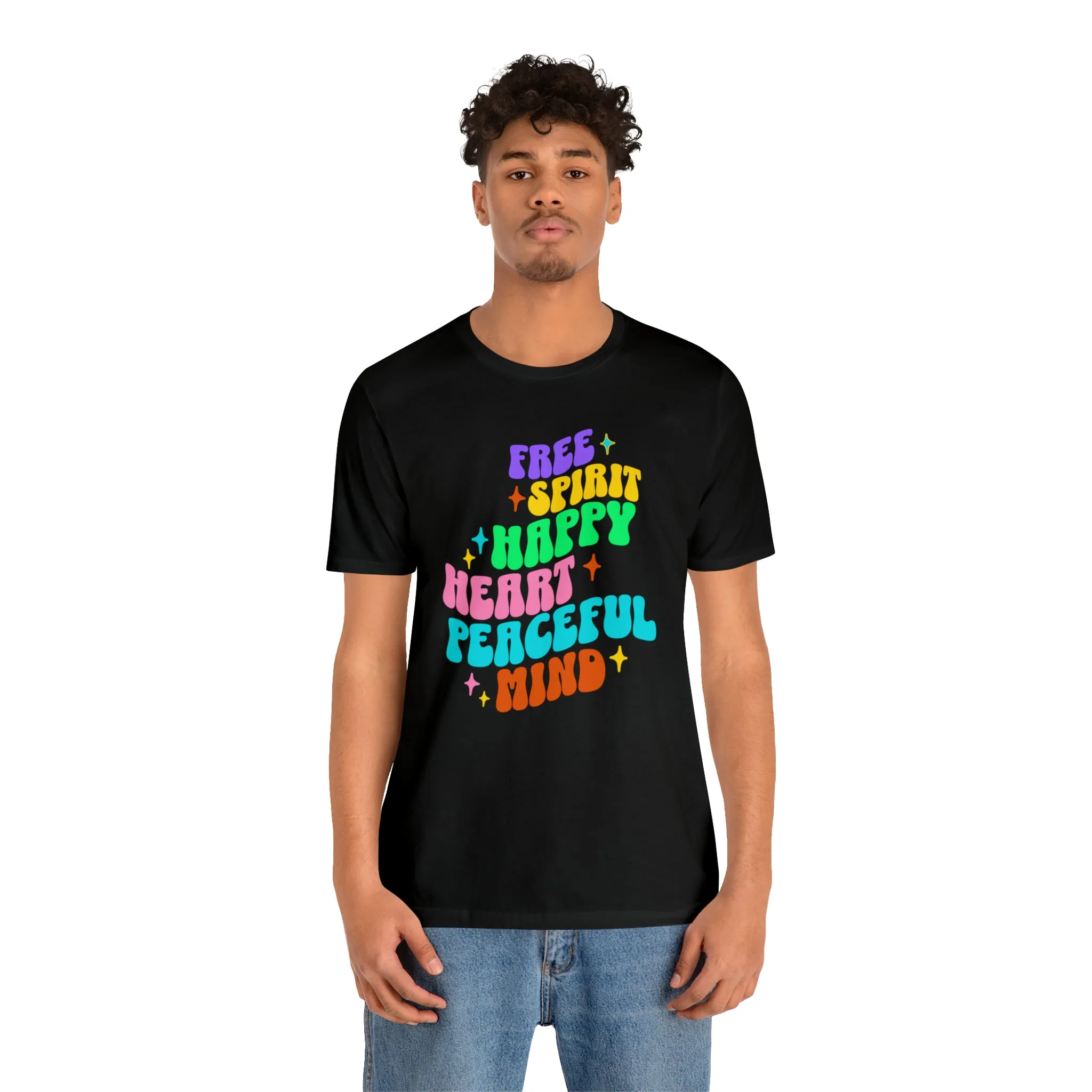 Free Spirit T-Shirt | Happy Heart Tee |  Bella Canvas 3001 Unisex |  Peaceful Mind Short Sleeve Tshirt