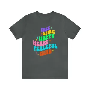 Free Spirit T-Shirt | Happy Heart Tee |  Bella Canvas 3001 Unisex |  Peaceful Mind Short Sleeve Tshirt