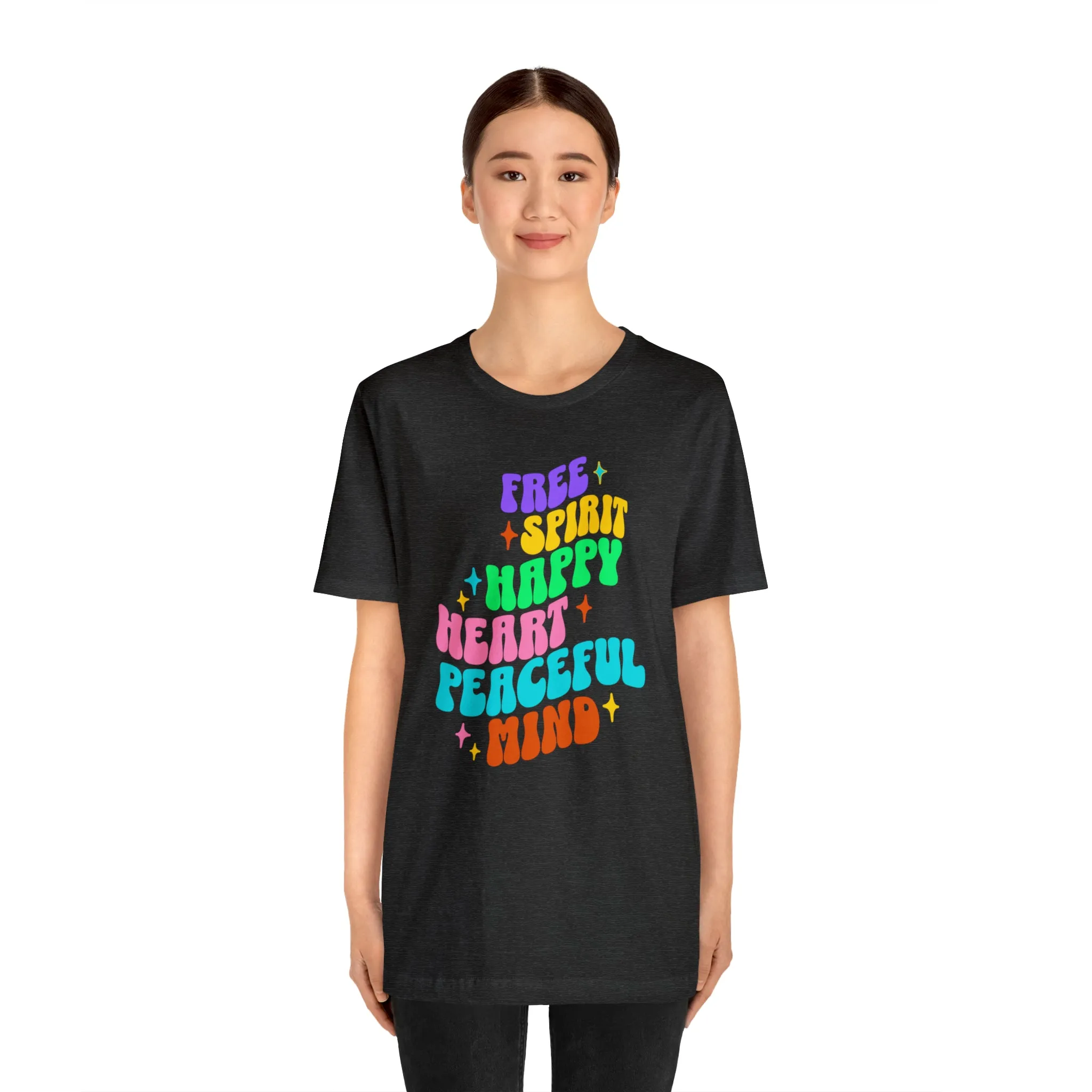 Free Spirit T-Shirt | Happy Heart Tee |  Bella Canvas 3001 Unisex |  Peaceful Mind Short Sleeve Tshirt