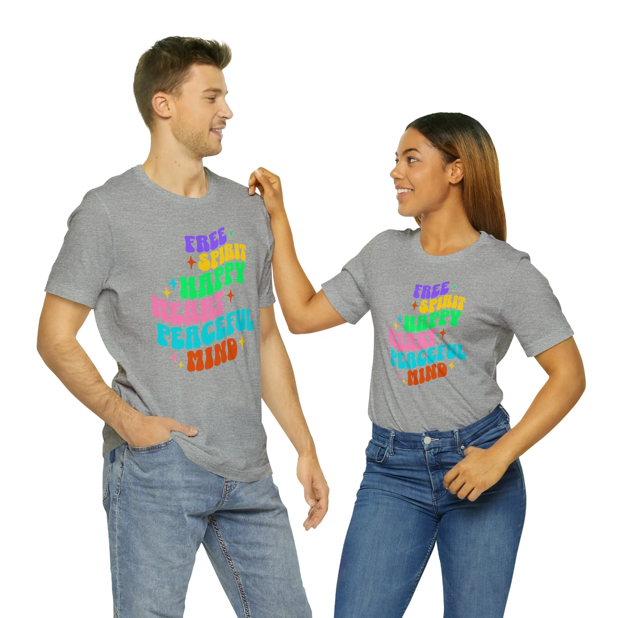 Free Spirit T-Shirt | Happy Heart Tee |  Bella Canvas 3001 Unisex |  Peaceful Mind Short Sleeve Tshirt