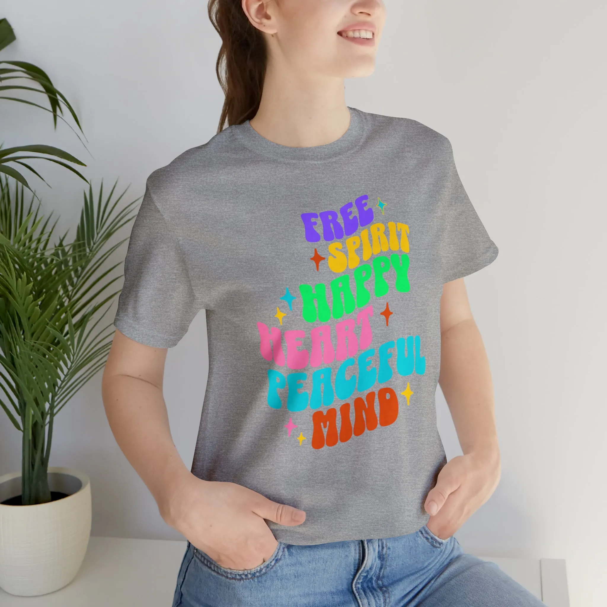 Free Spirit T-Shirt | Happy Heart Tee |  Bella Canvas 3001 Unisex |  Peaceful Mind Short Sleeve Tshirt