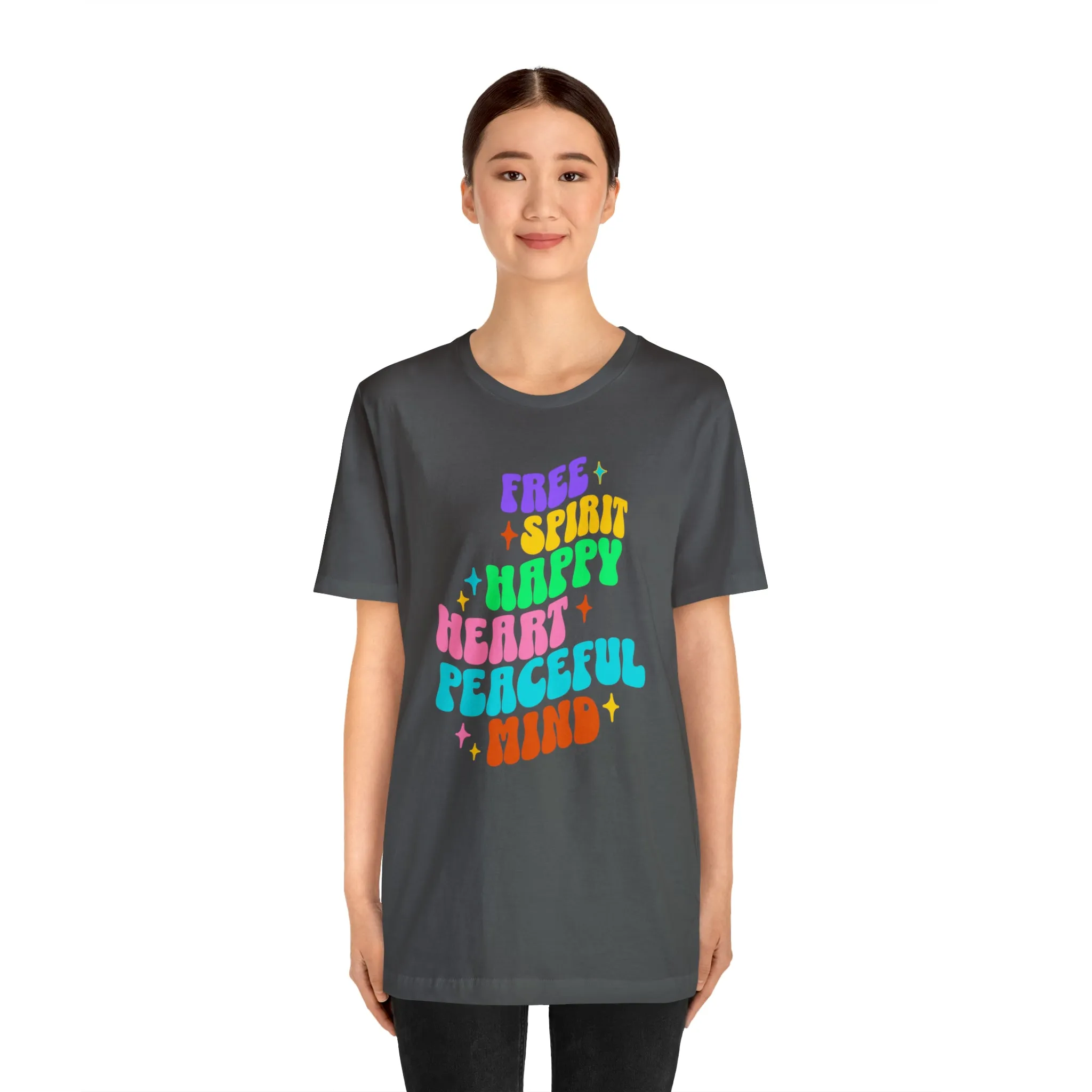 Free Spirit T-Shirt | Happy Heart Tee |  Bella Canvas 3001 Unisex |  Peaceful Mind Short Sleeve Tshirt