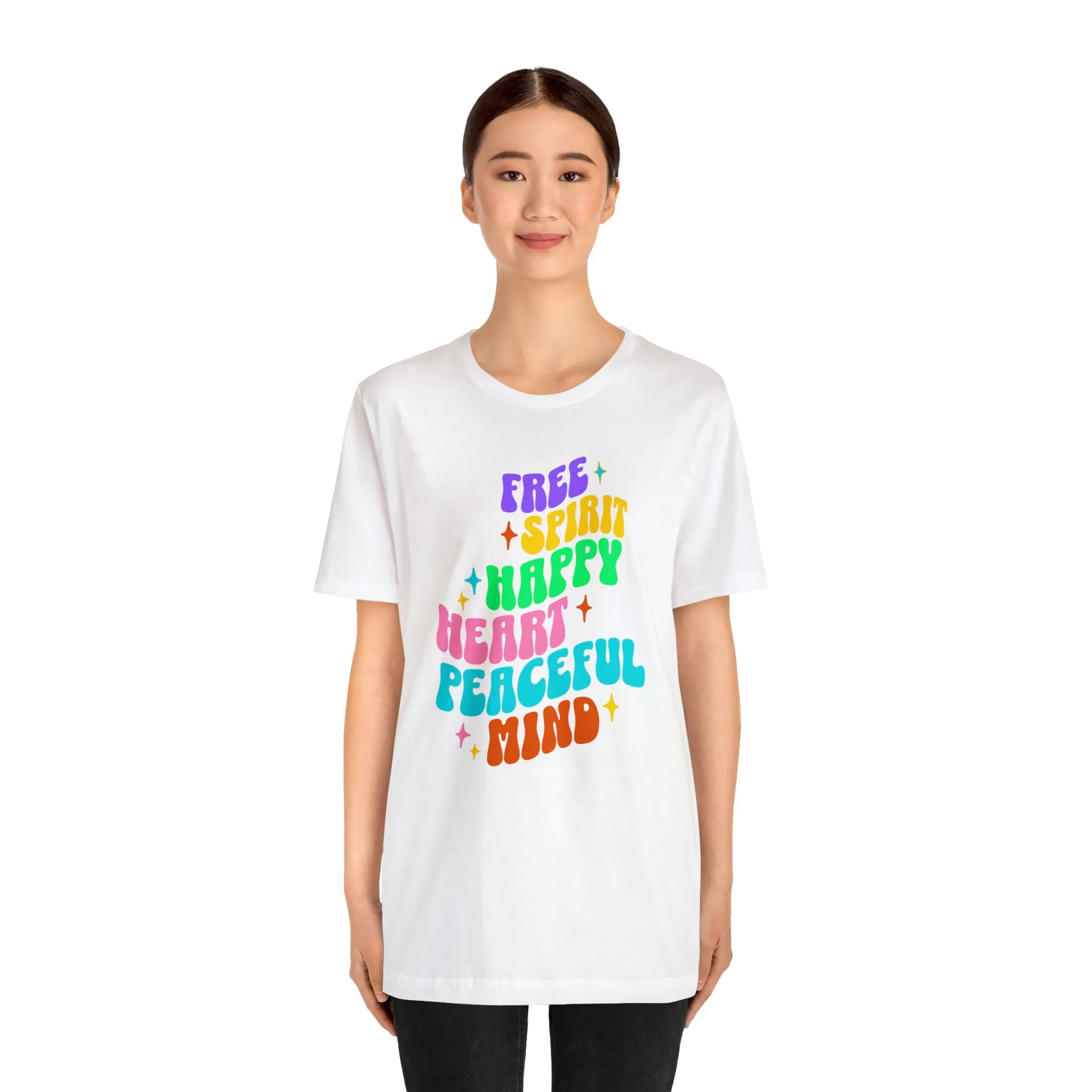 Free Spirit T-Shirt | Happy Heart Tee |  Bella Canvas 3001 Unisex |  Peaceful Mind Short Sleeve Tshirt