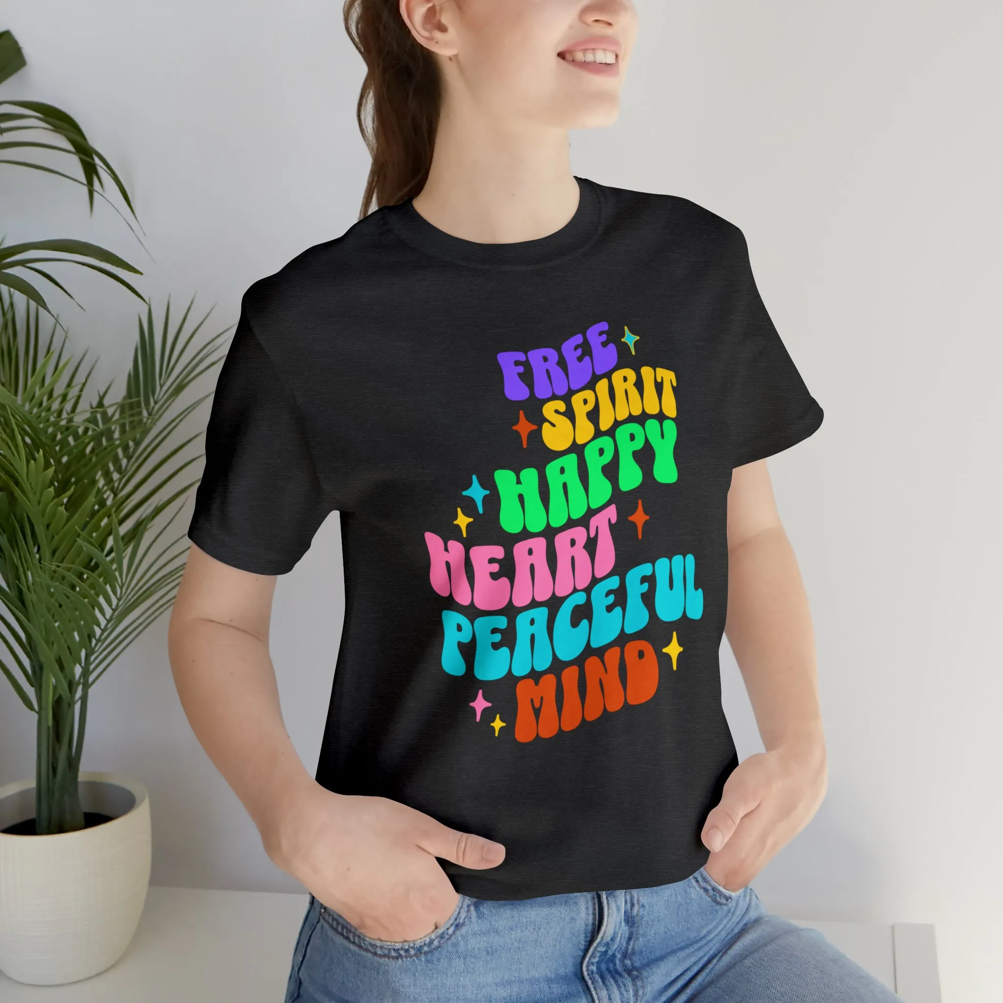 Free Spirit T-Shirt | Happy Heart Tee |  Bella Canvas 3001 Unisex |  Peaceful Mind Short Sleeve Tshirt