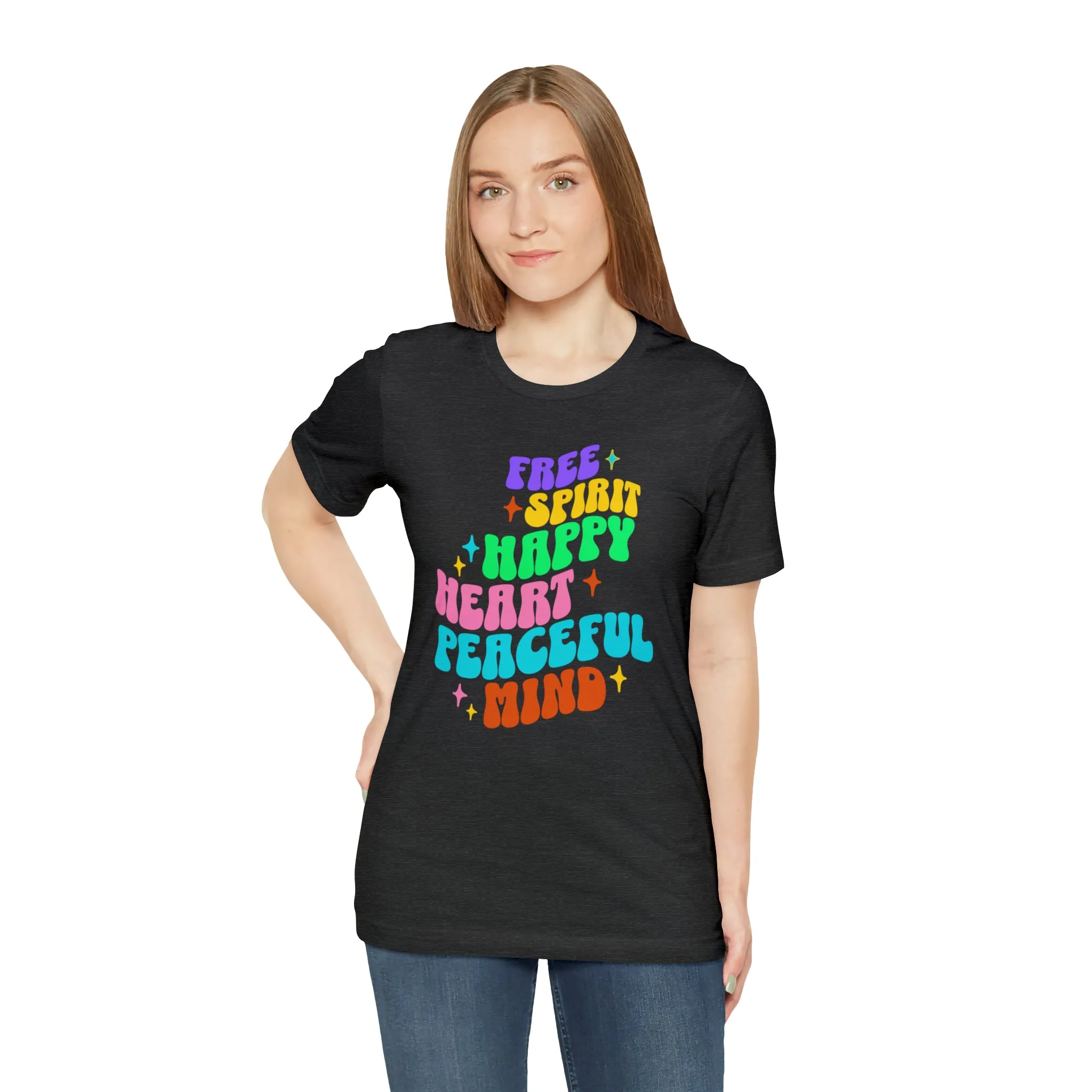 Free Spirit T-Shirt | Happy Heart Tee |  Bella Canvas 3001 Unisex |  Peaceful Mind Short Sleeve Tshirt
