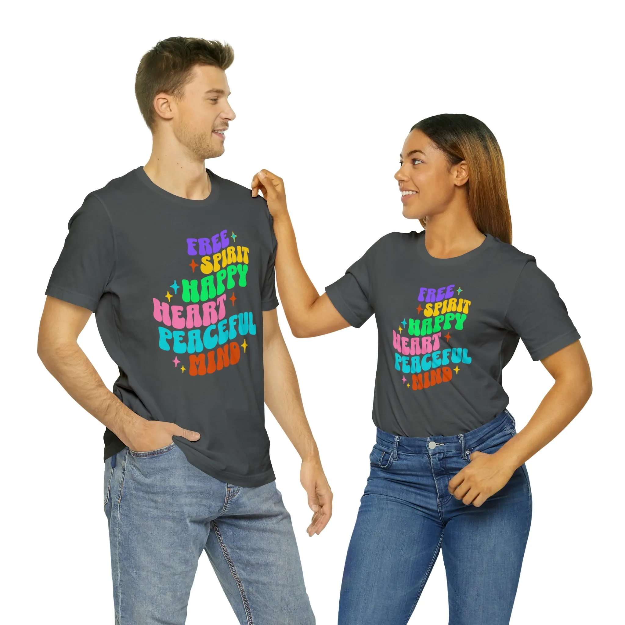 Free Spirit T-Shirt | Happy Heart Tee |  Bella Canvas 3001 Unisex |  Peaceful Mind Short Sleeve Tshirt