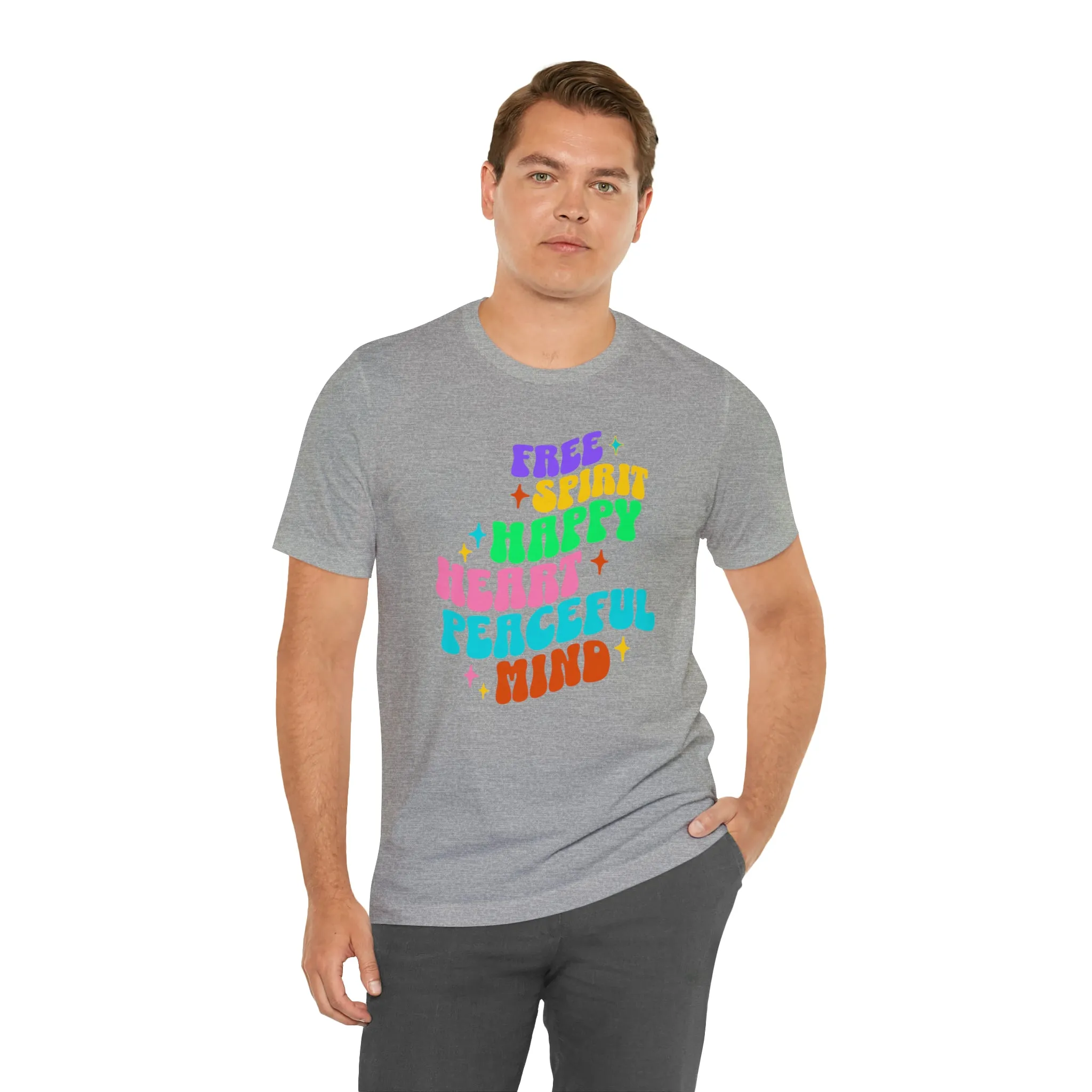 Free Spirit T-Shirt | Happy Heart Tee |  Bella Canvas 3001 Unisex |  Peaceful Mind Short Sleeve Tshirt