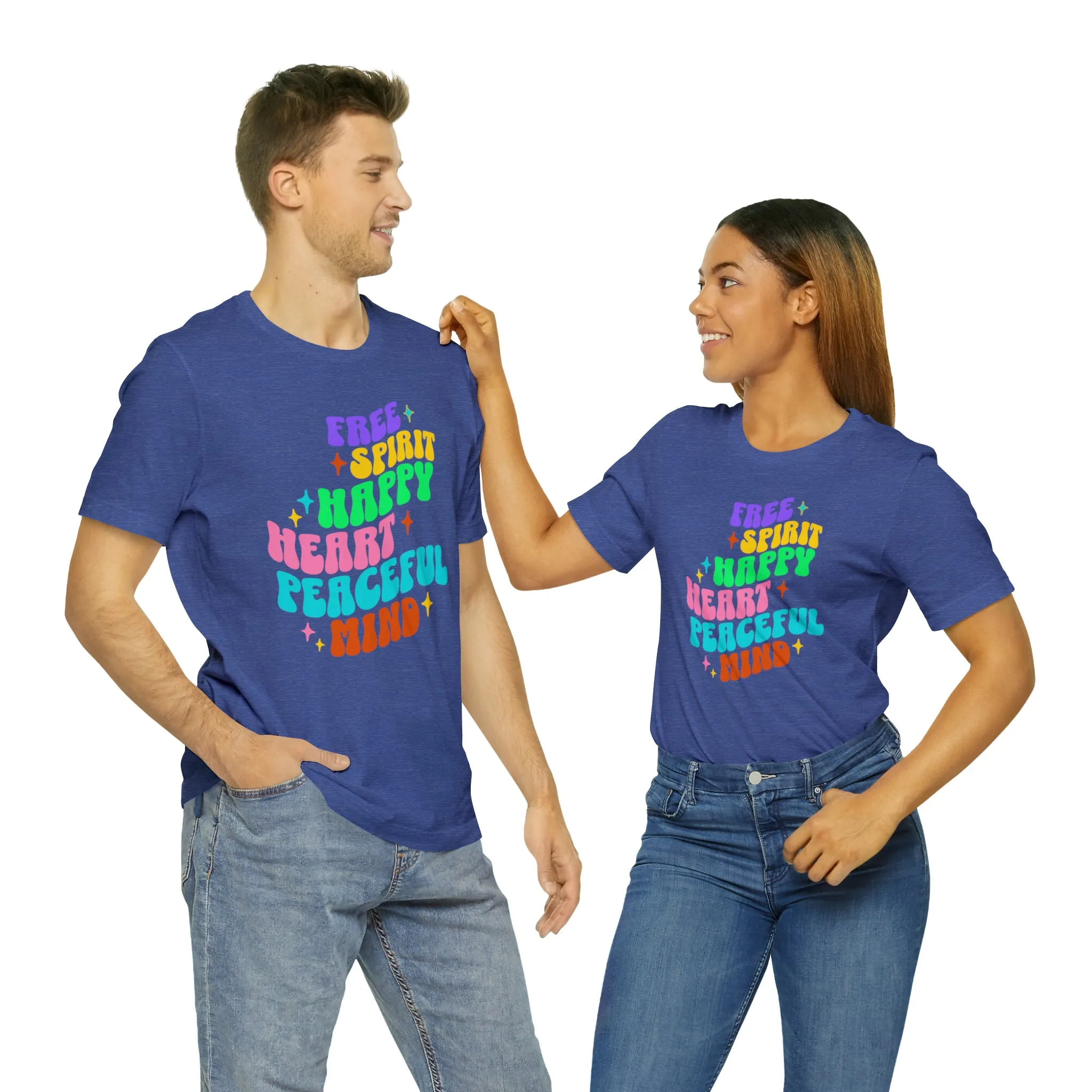 Free Spirit T-Shirt | Happy Heart Tee |  Bella Canvas 3001 Unisex |  Peaceful Mind Short Sleeve Tshirt