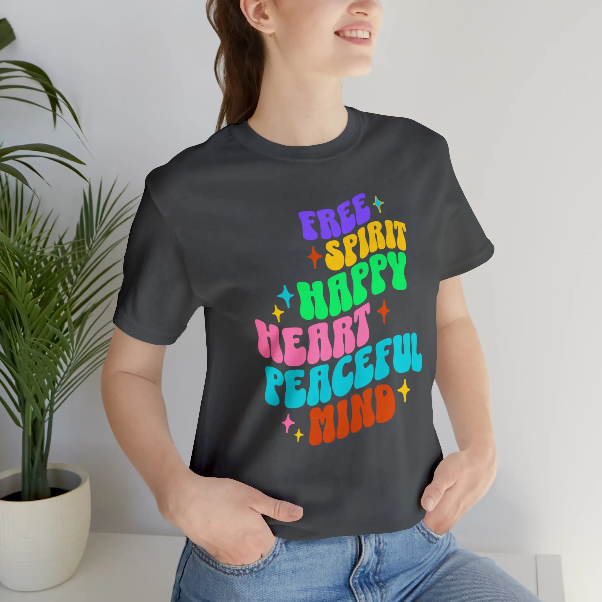 Free Spirit T-Shirt | Happy Heart Tee |  Bella Canvas 3001 Unisex |  Peaceful Mind Short Sleeve Tshirt