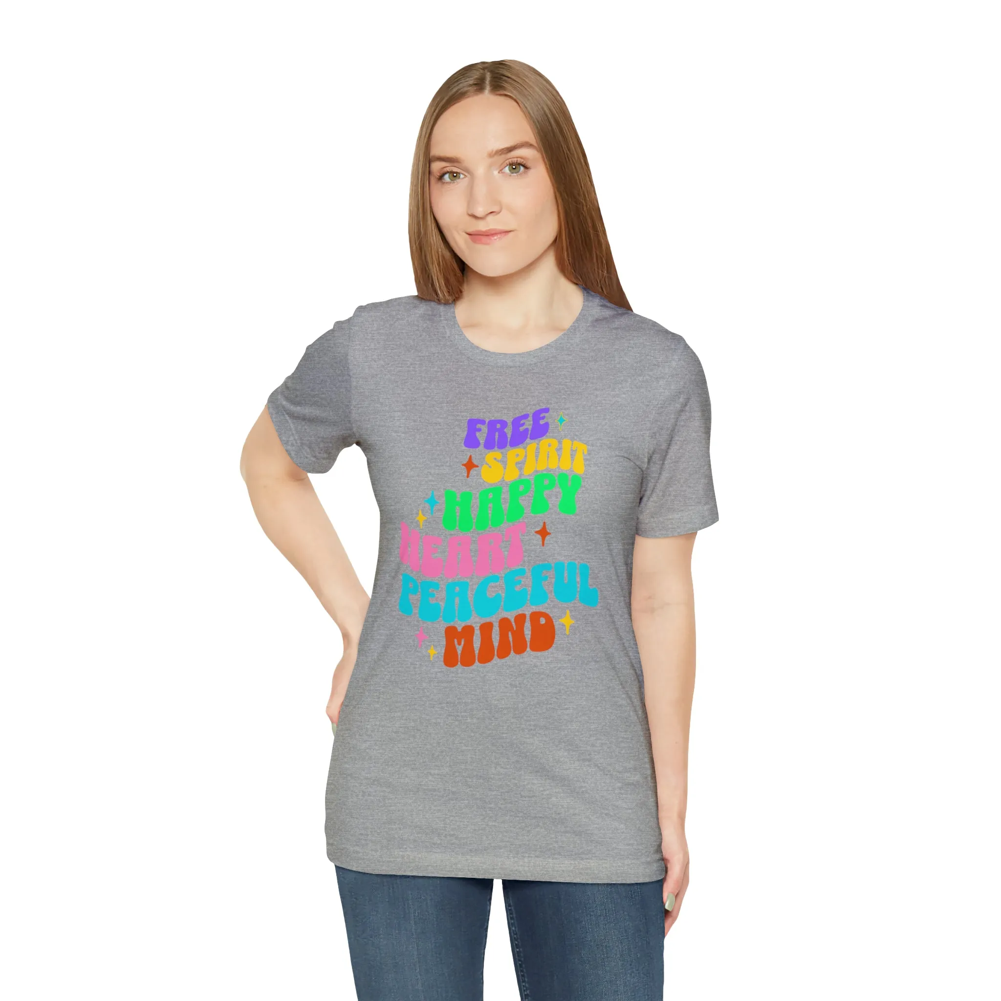 Free Spirit T-Shirt | Happy Heart Tee |  Bella Canvas 3001 Unisex |  Peaceful Mind Short Sleeve Tshirt