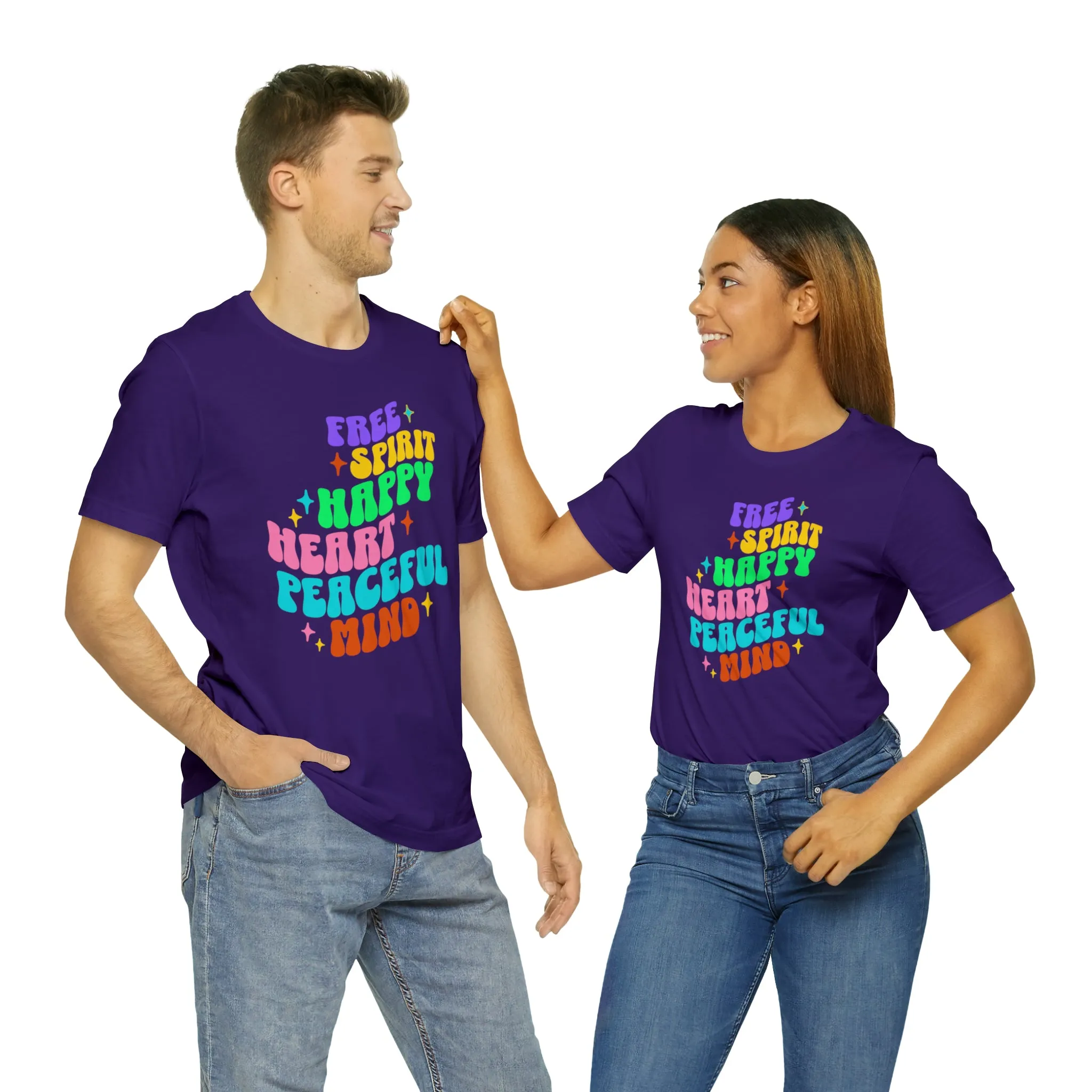 Free Spirit T-Shirt | Happy Heart Tee |  Bella Canvas 3001 Unisex |  Peaceful Mind Short Sleeve Tshirt