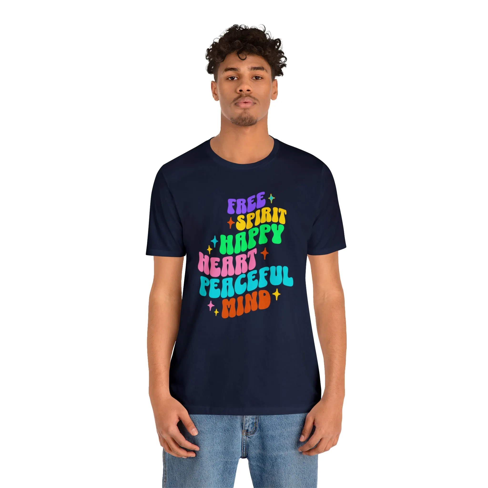 Free Spirit T-Shirt | Happy Heart Tee |  Bella Canvas 3001 Unisex |  Peaceful Mind Short Sleeve Tshirt