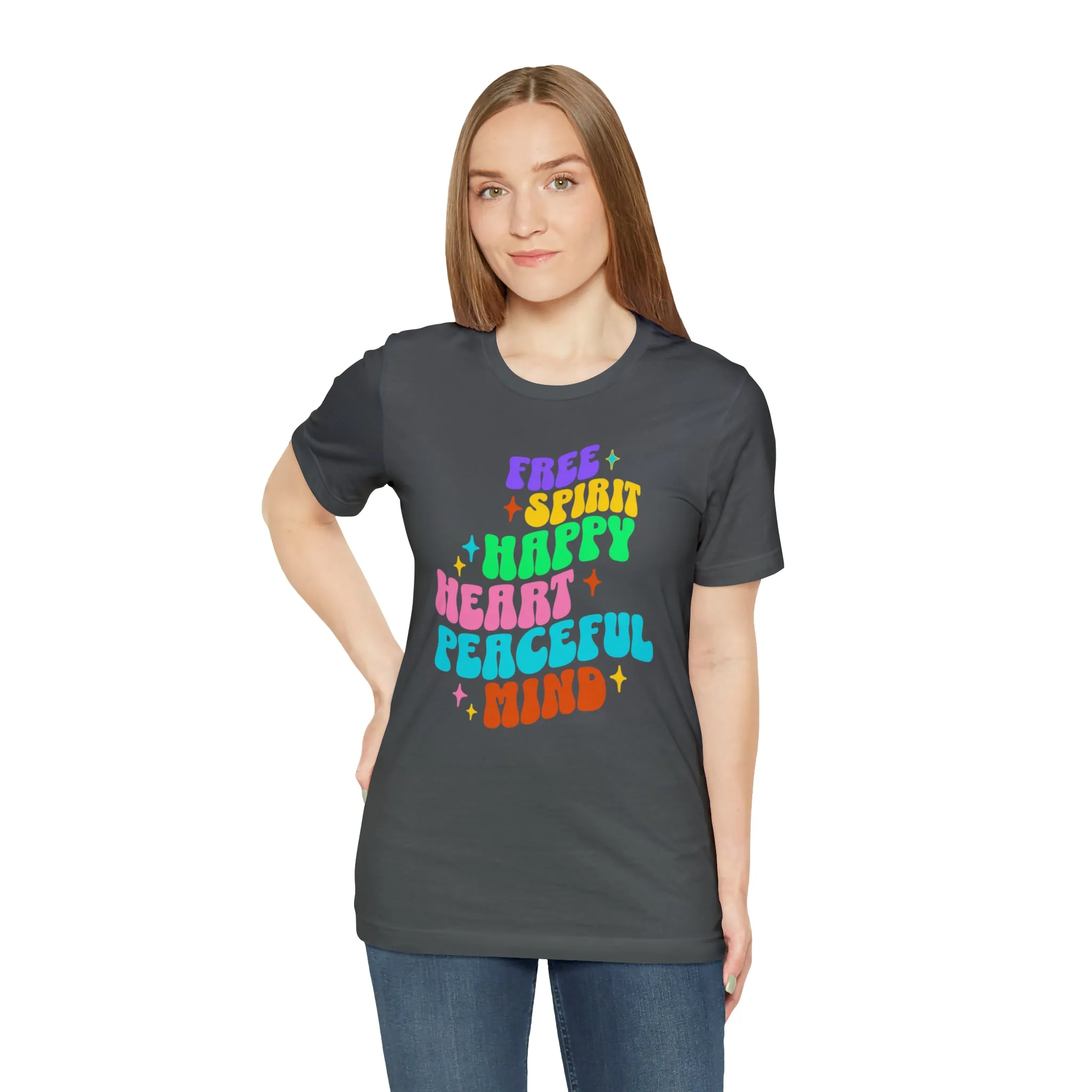 Free Spirit T-Shirt | Happy Heart Tee |  Bella Canvas 3001 Unisex |  Peaceful Mind Short Sleeve Tshirt