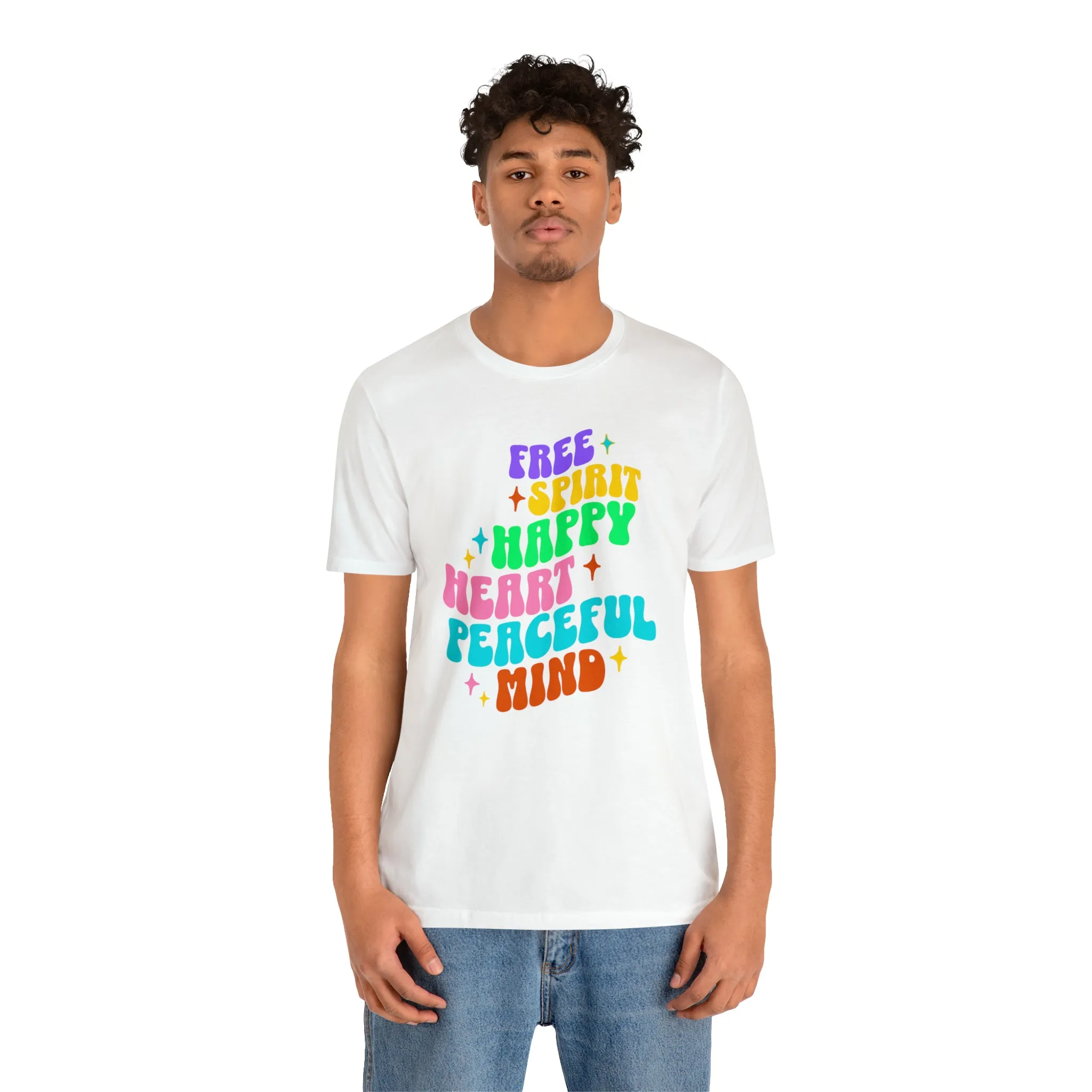 Free Spirit T-Shirt | Happy Heart Tee |  Bella Canvas 3001 Unisex |  Peaceful Mind Short Sleeve Tshirt
