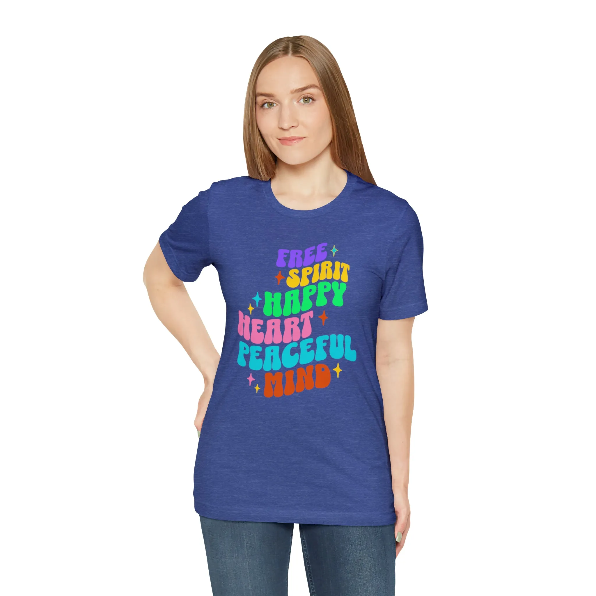 Free Spirit T-Shirt | Happy Heart Tee |  Bella Canvas 3001 Unisex |  Peaceful Mind Short Sleeve Tshirt
