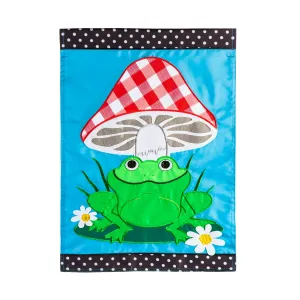 Frog and Mushroom Garden Applique Flag,169259
