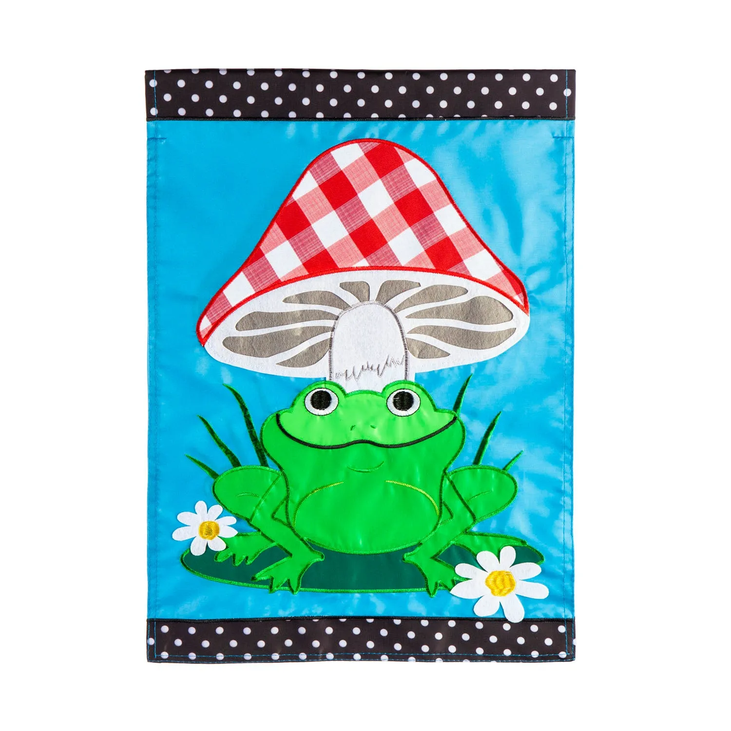 Frog and Mushroom Garden Applique Flag,169259