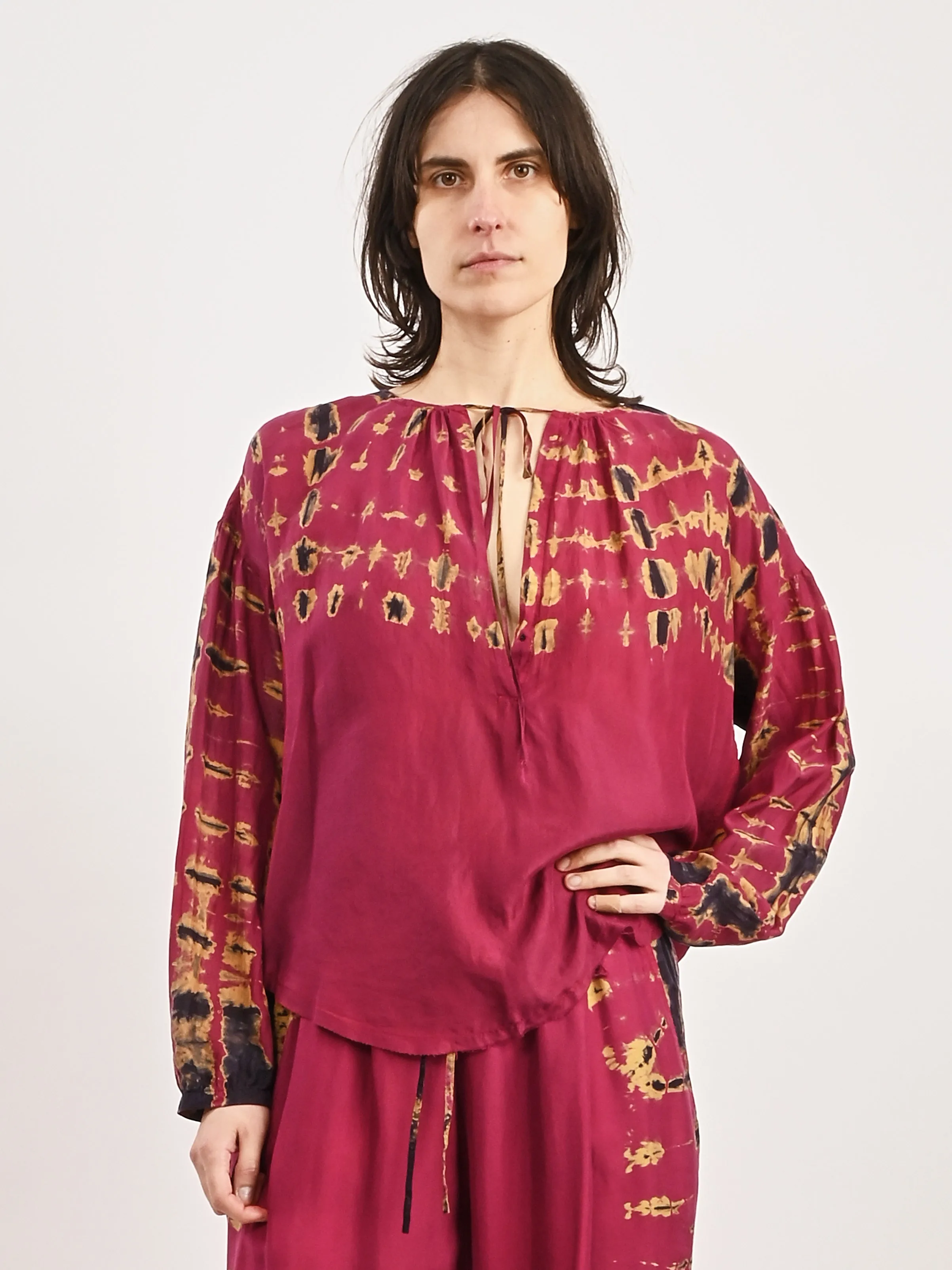 Fuchsia Poet Blouse
