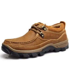 Genuine Leather Men's Shoes 2020 Autumn Winter Casual Waterproof Work Shoes Outdoor Rubber Shoes Lace-up Oxfords Chaussure Homme