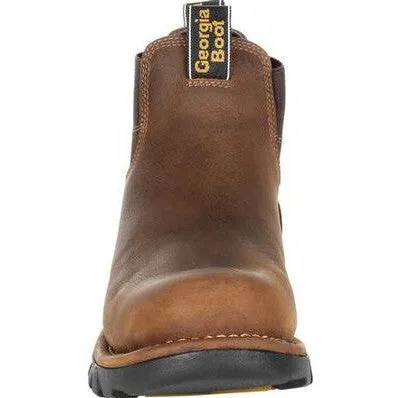 Georgia Men's Eagle One 4" Steel Toe Waterproof Chelsea Work Boot -Brown- GB00337