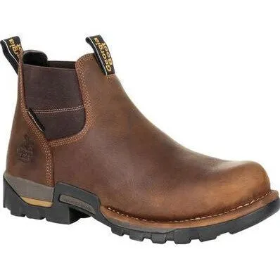 Georgia Men's Eagle One 4" Steel Toe Waterproof Chelsea Work Boot -Brown- GB00337